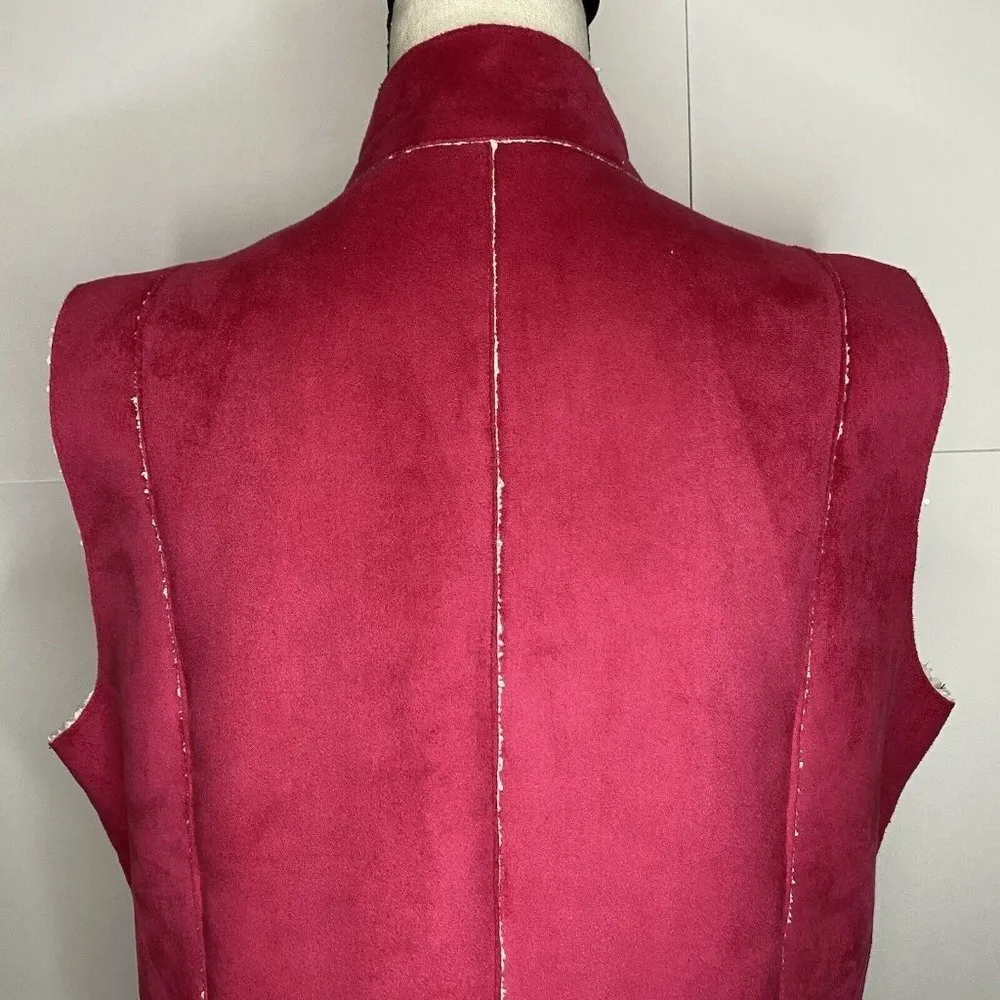 Chicos Pink Faux Suede Vest/Jacket with Sherpa Fleece Lining Size: 2 (Large) EUC - Image 6
