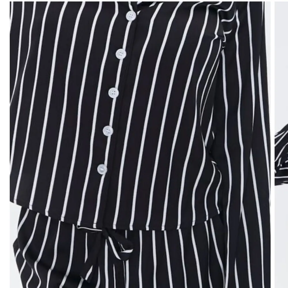 Forever 21Black and White Satin Striped Print Pajama Set - Image 15