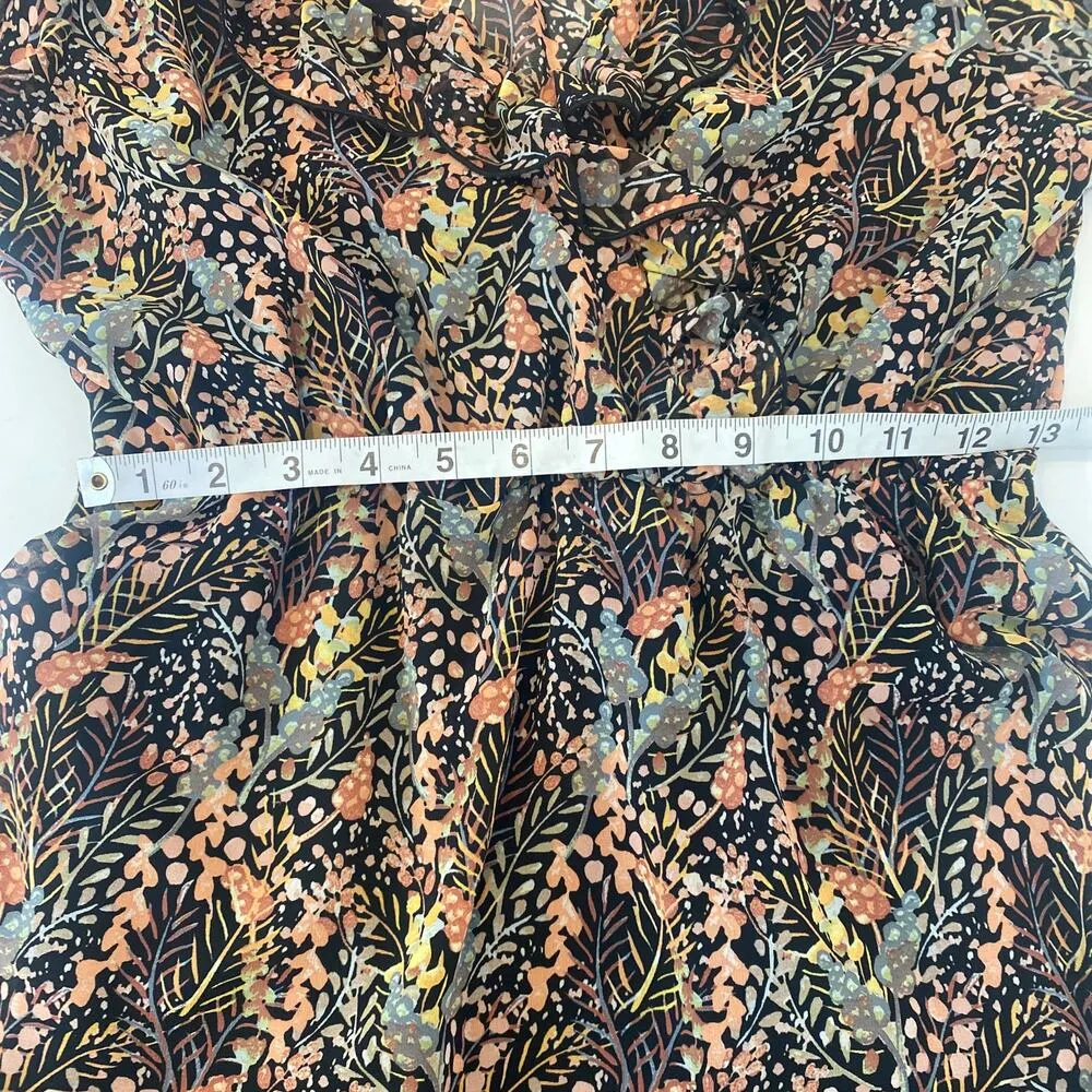 Topshop Surplice Neck Ruffle Sheer Mini Dress Forest Print Lined EUC Sz 6 - Image 11