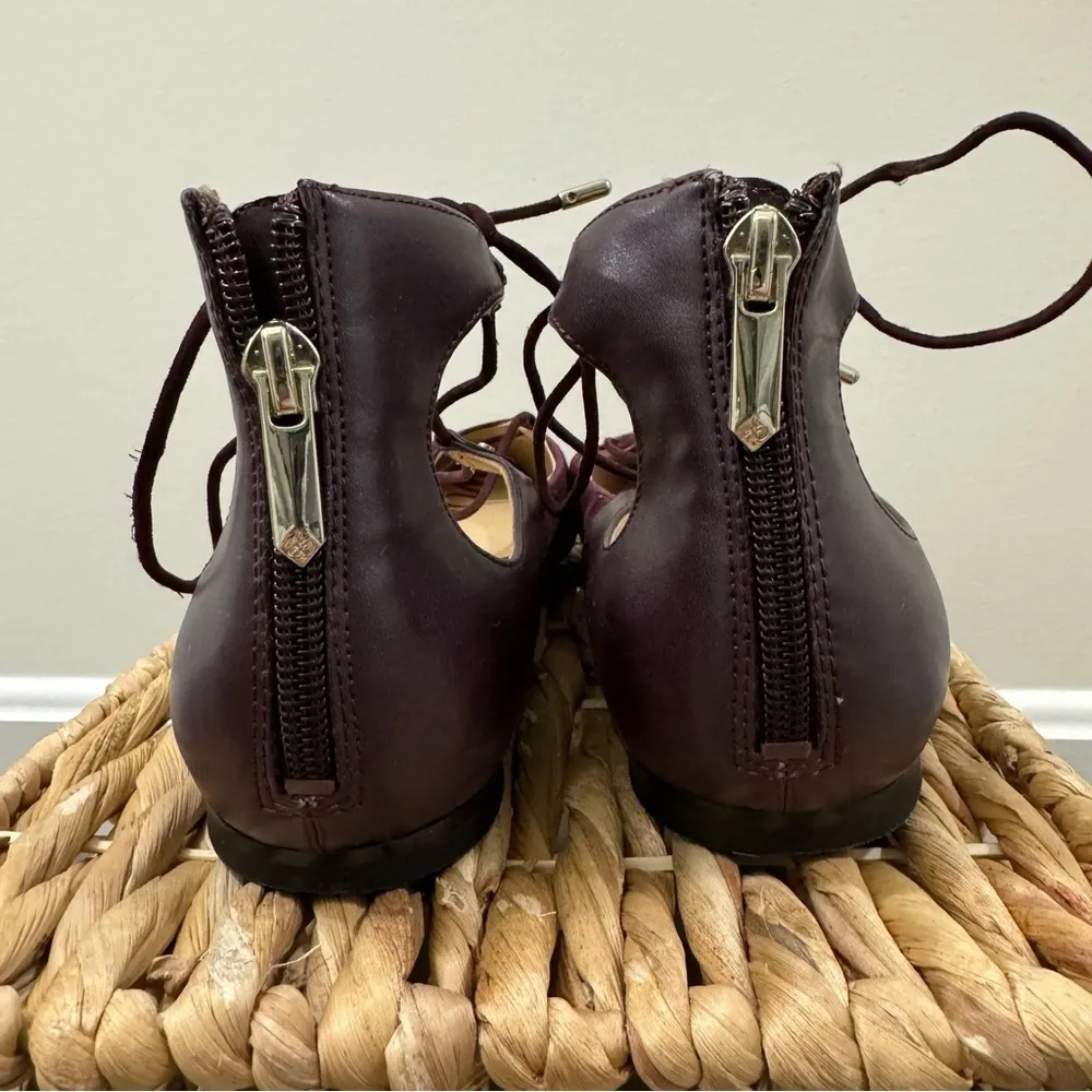 Sam Edelman Rosie Wine Red Lace Up Pointed Toe Flats 10 - Image 5