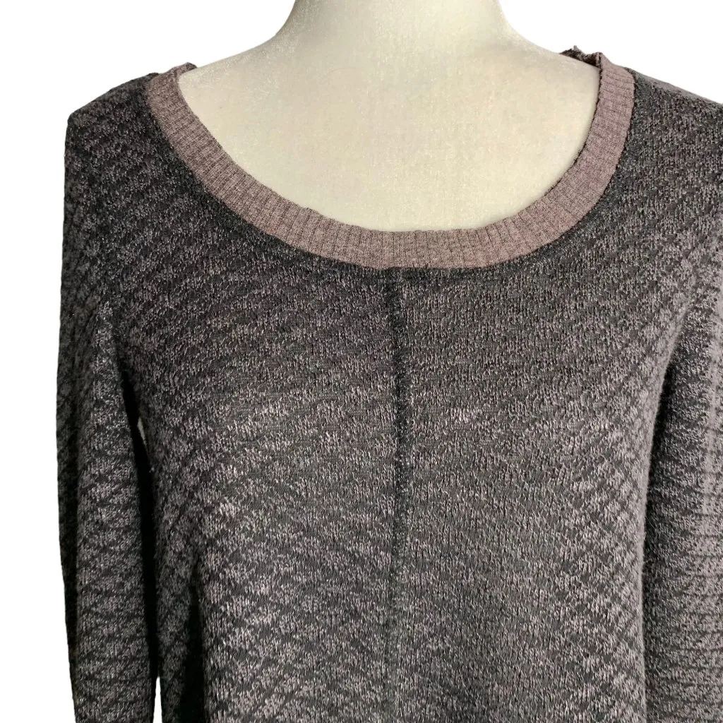 Anthropologie Oddy Knit Sweater Top S Black Asymmetrical Round Neck Raw Hem - Image 2