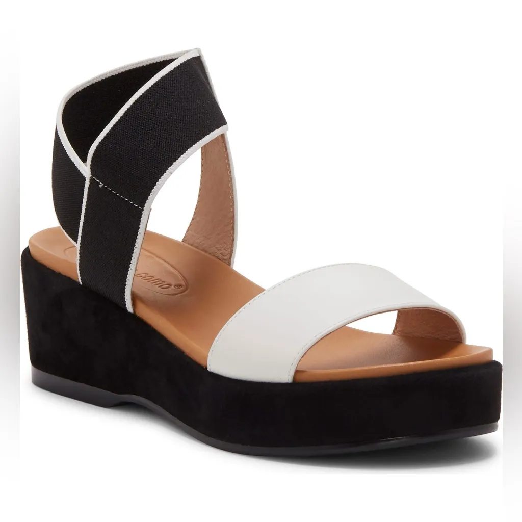 Corso Como Wendolyn Suede Leather wedge sandals SZ 7 Black & White Neutral - Image 8