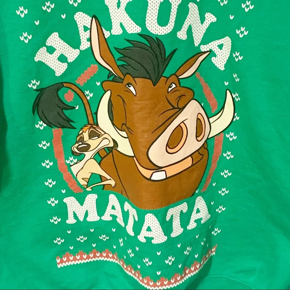 Disney Lion King Medium Green Crewneck Unisex Ugly Christmas Sweatshirt - Image 2