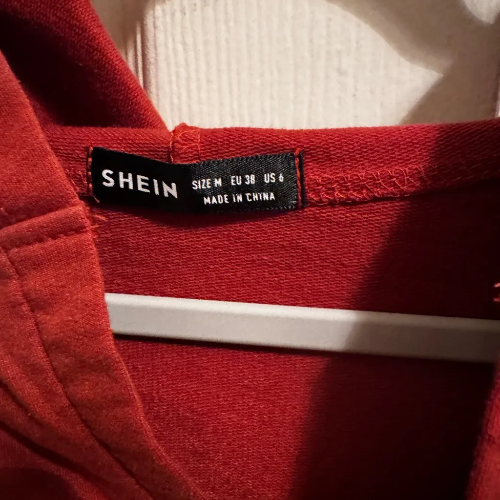 SHEIN Brick Red V-Neck Hoodie - Image 3