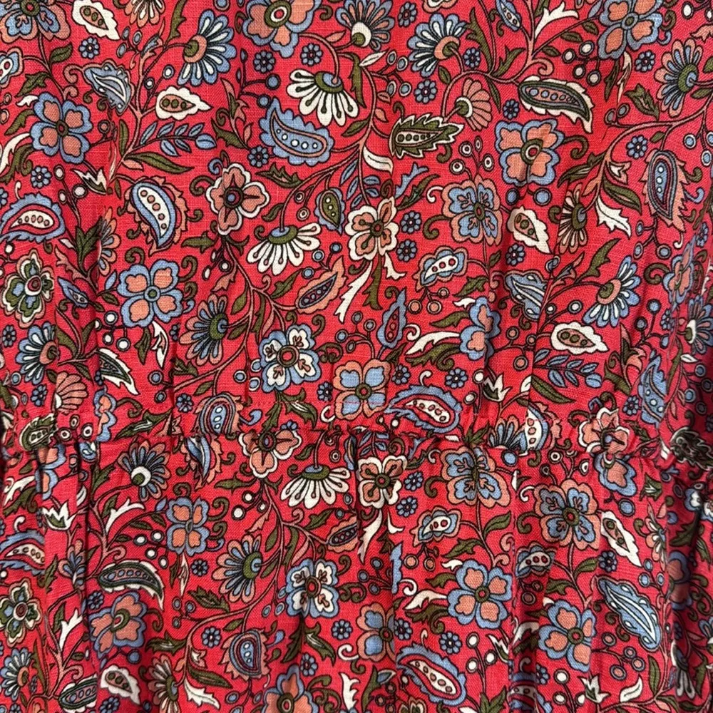 NEW Boden V Neck Flippy Floral Linen Dress Radish Oriental Paradise 14R Red Size 14 - Image 13