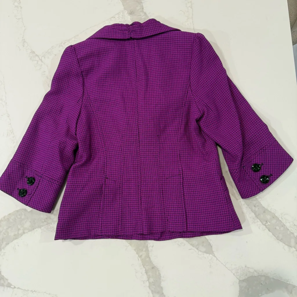 Vintage Mary Kay Consultant Tweed Blazer Jacket Women’s 8Reg Purple/Black Career Purple Size 8 - Image 7