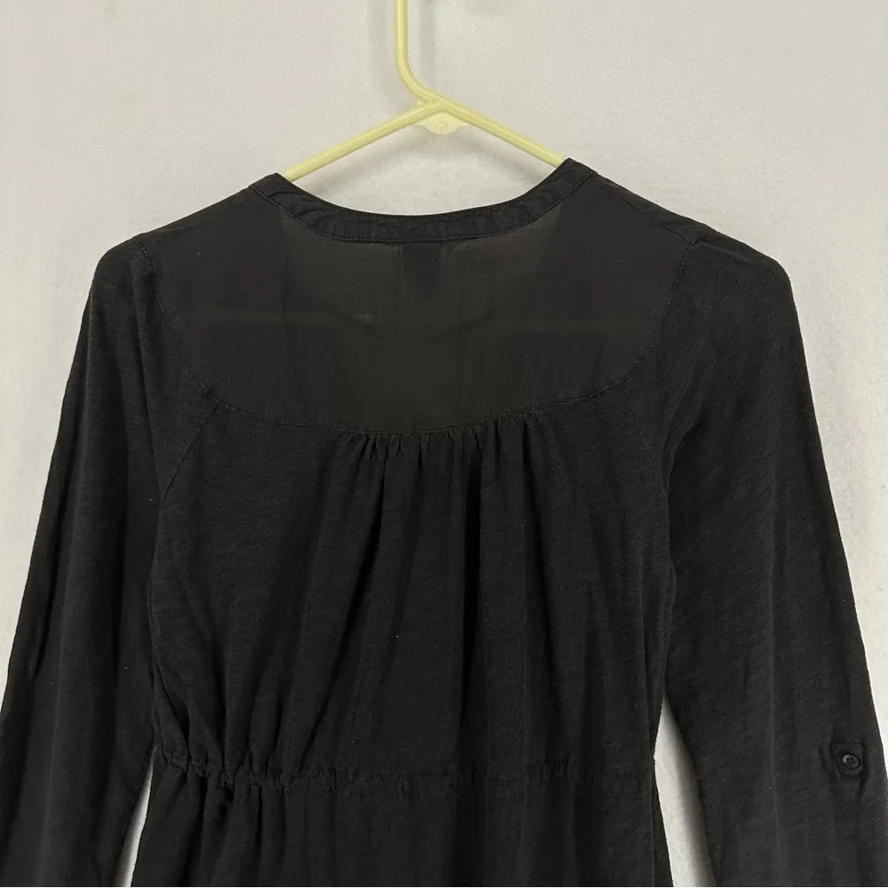 H&M Long Sleeve Button V Neck Embroidered Cinched Waist XS Gray - Image 6