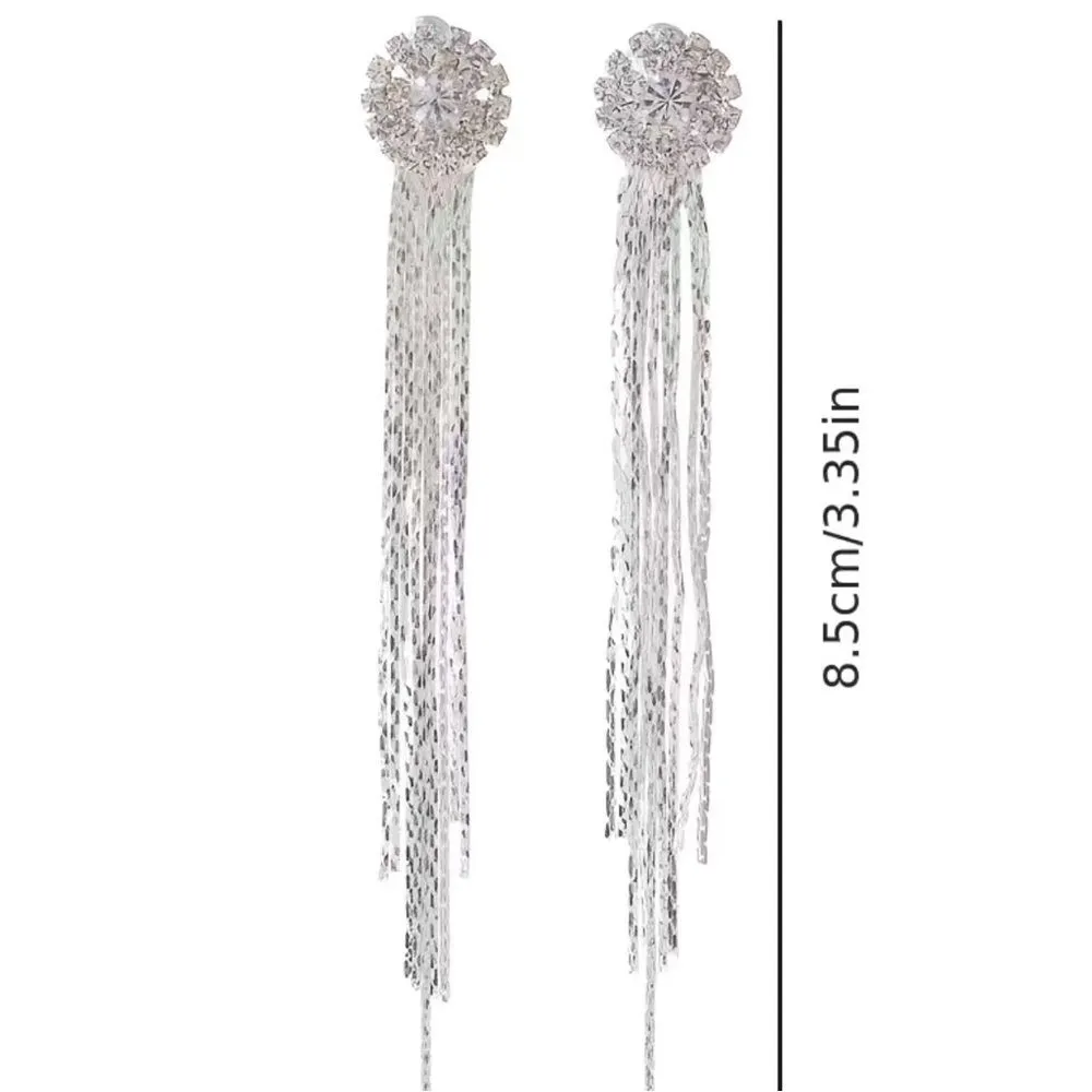 Rhinestone Tassel Earrings | Luxury Statement | NWT Silver - Image 4
