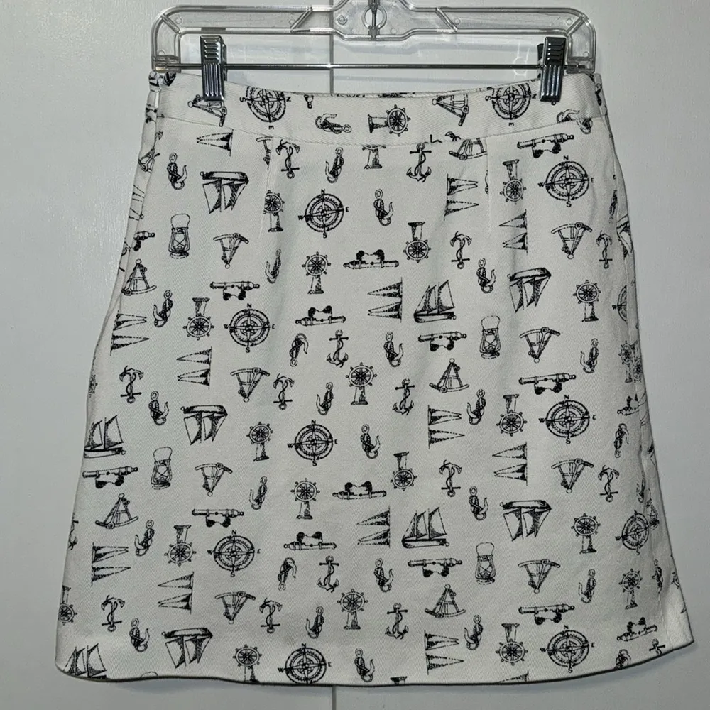 Brooks Brothers Nautical Coastal Sailing Print Skirt Women’s 4 Black & White - Image 4