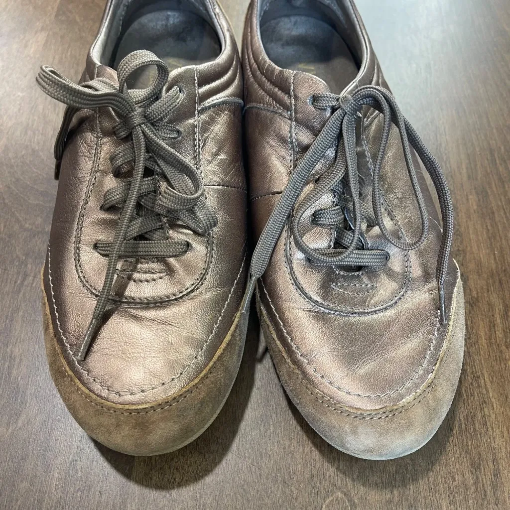 Vionic Willa Leather Sneakers Womens Size 6 Bronze Metallic Lace Up Comfort Shoe - Image 4