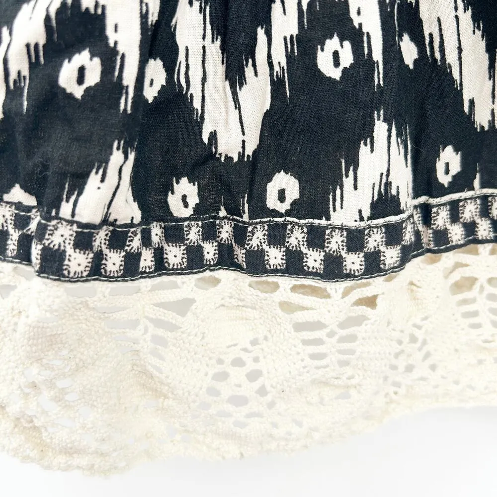 Christian Siriano Womens Boho Southwestern Beachy Linen Blend Crochet Top Size M Black Size M - Image 4