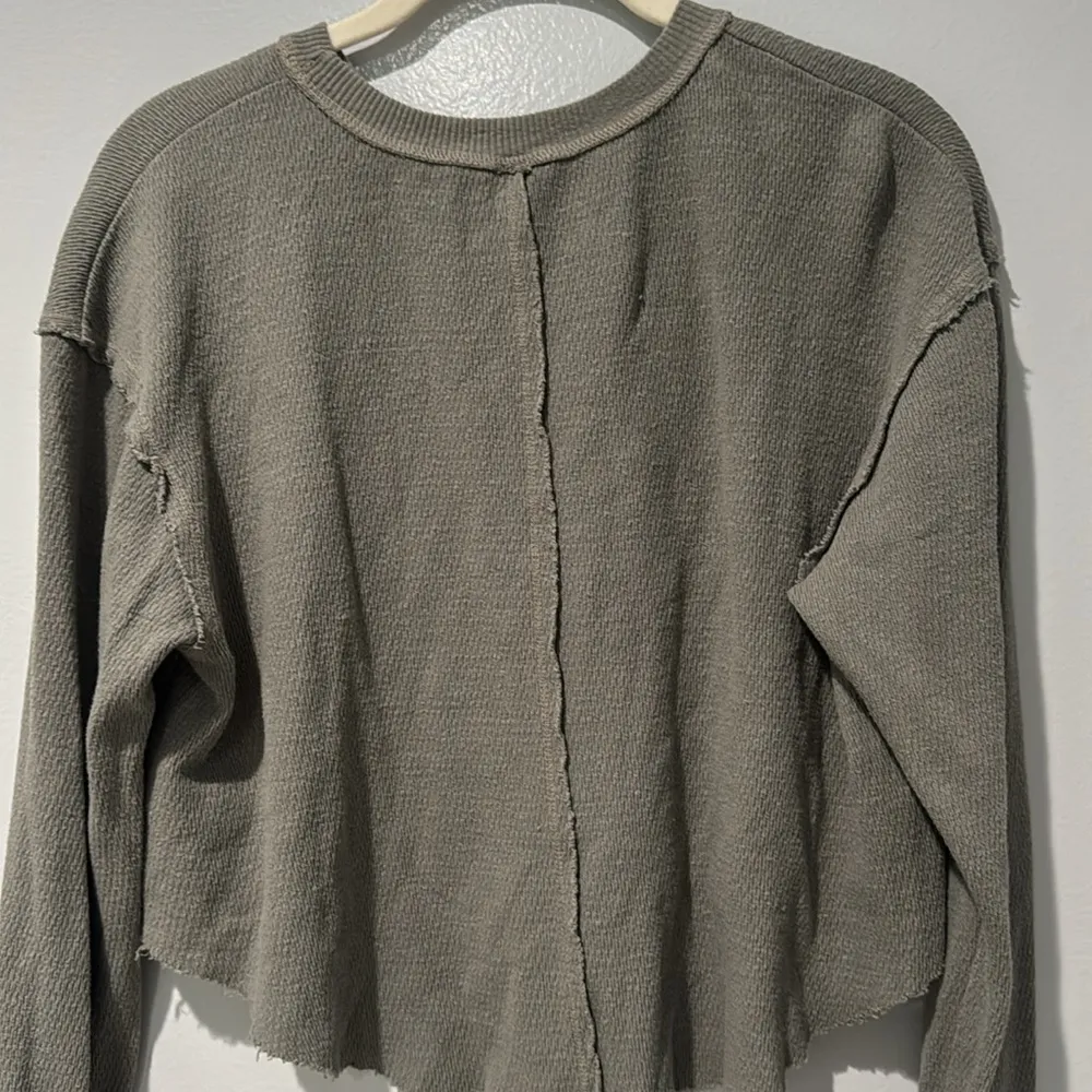 Free People Movement Women's Thermal Cropped Top Sz M Boho Chic Festival Travel Green Size M - Image 6