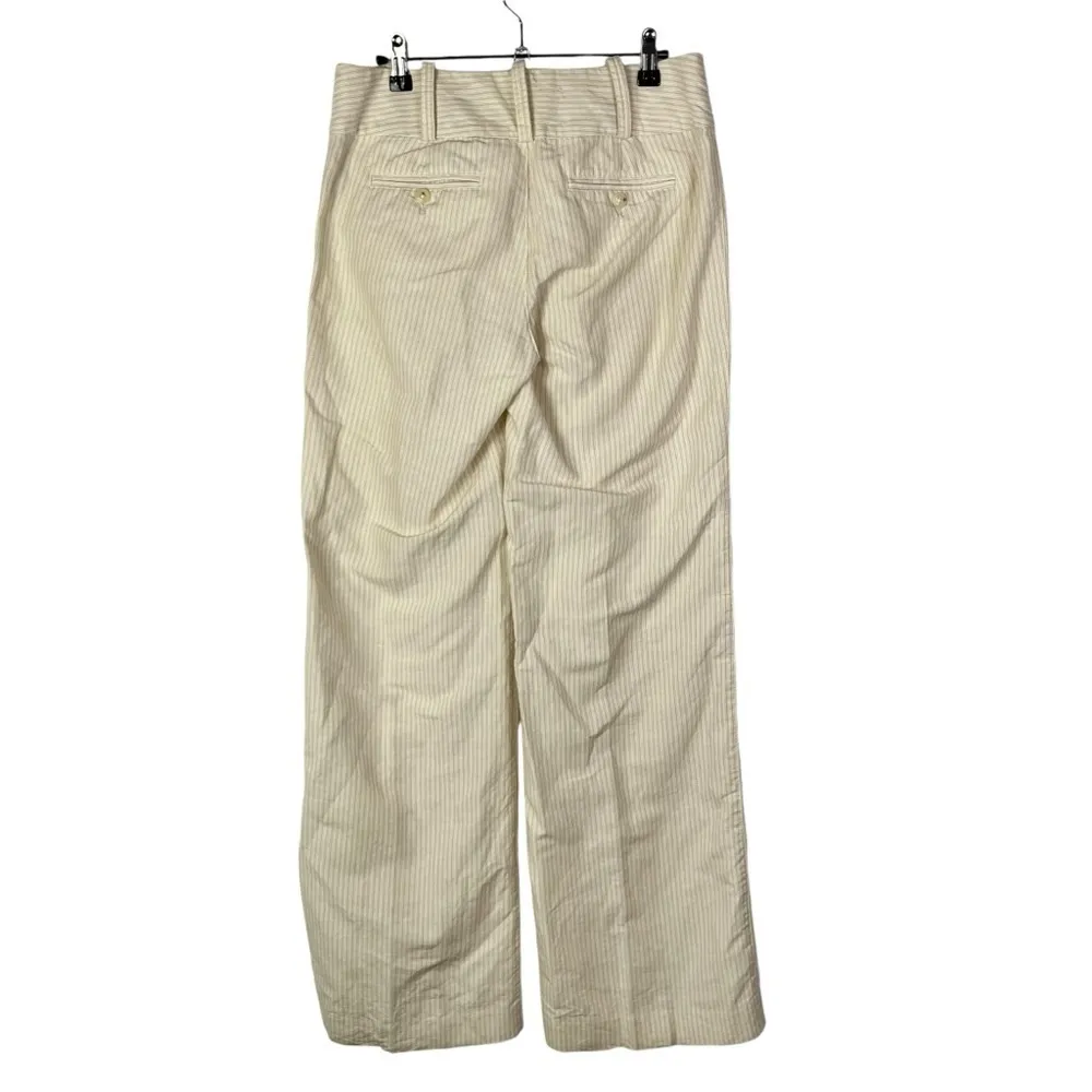 Banana Republic Beige & Cream Y2K Stripe Linen Wide Leg Trouser Pants 4 - Image 2