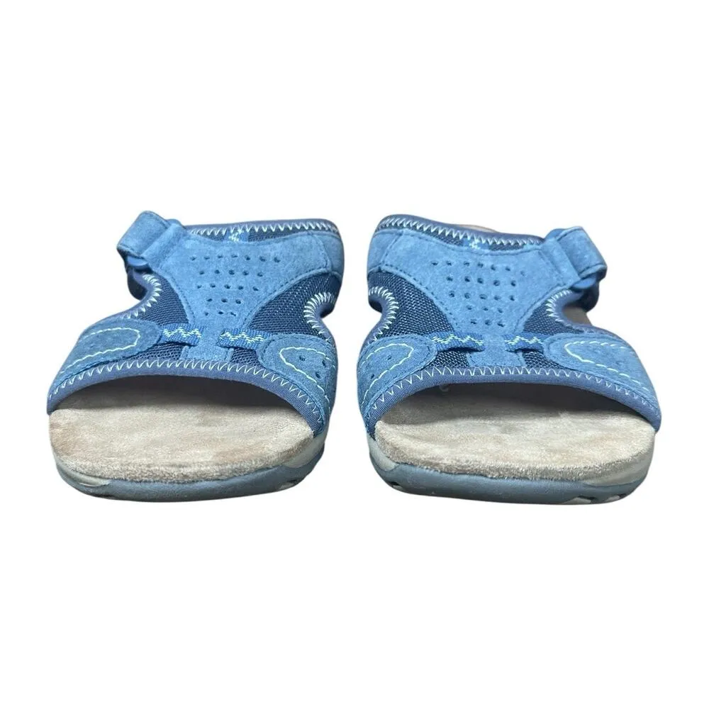 Earth Origins Blue Suede Adjustable Slide Sandals Womens Comfort Shoes Size 7.5 - Image 9