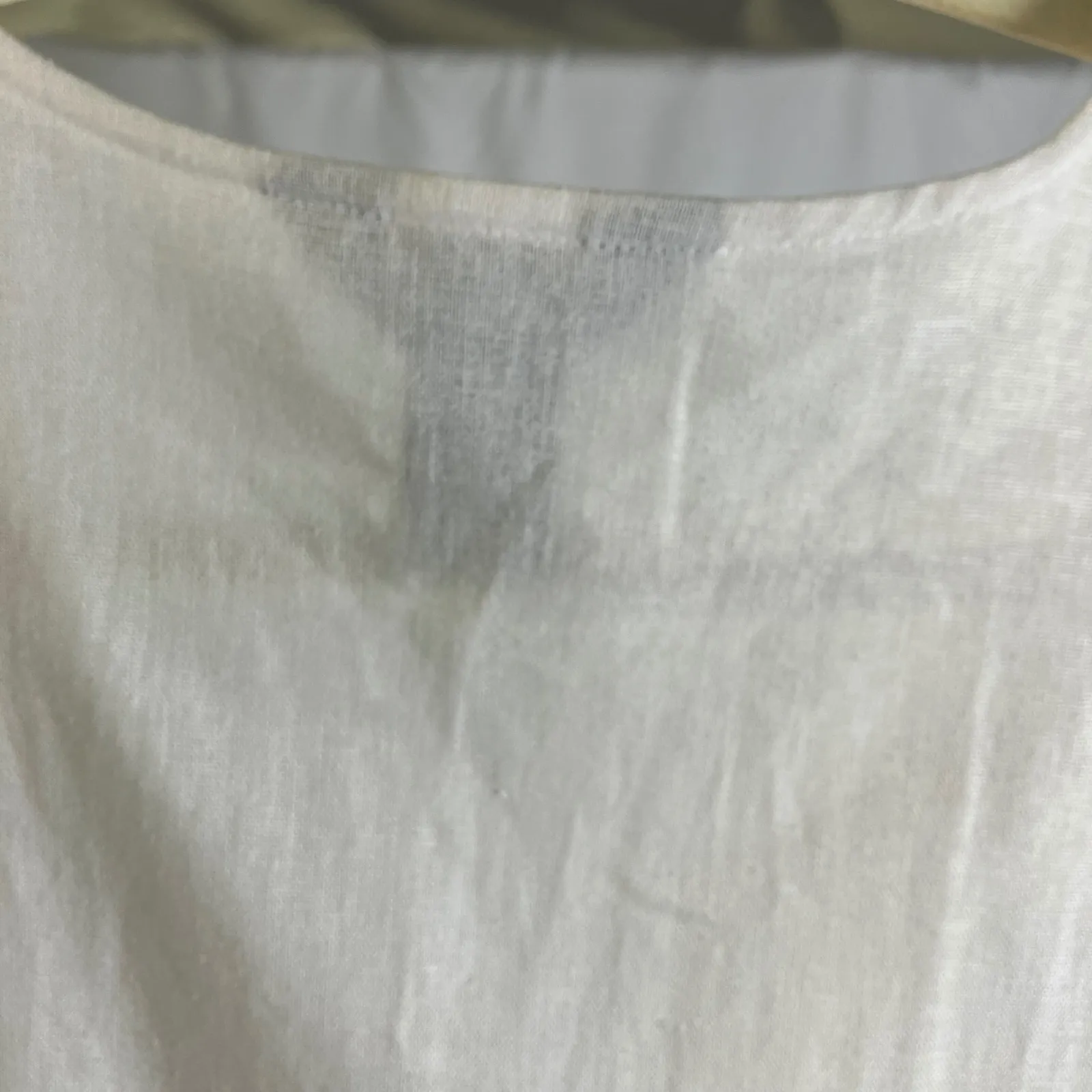 Van Heusen Womens XL Top Blouse White Linen Rayon Floral‎ Embroidered 3/4 Sleeve - Image 11