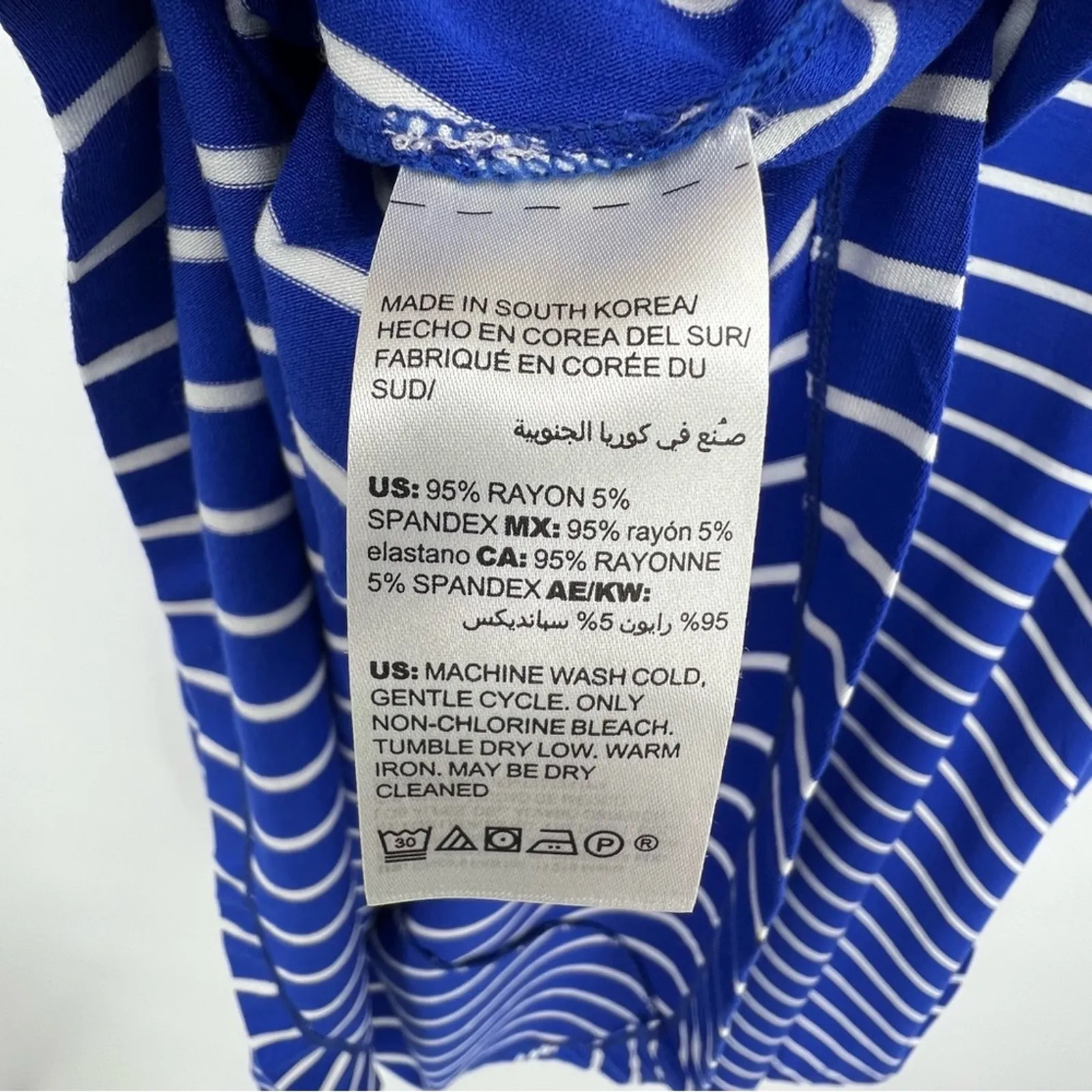 Chico’s skirt 12/14 blue white stripe jersey knit stretch elastic waist midi - Image 7