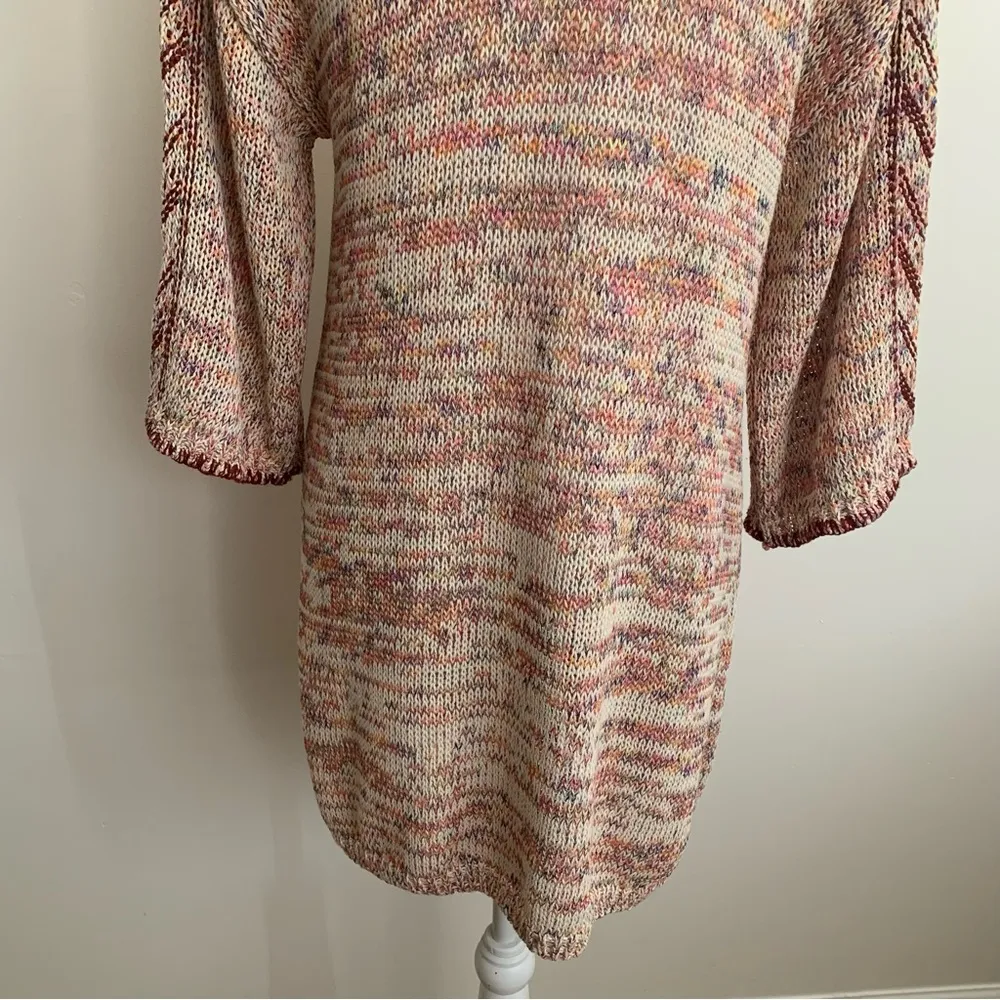 Multicolor Marled 1/2 Sleeve Open Cardigan Size L - Image 10