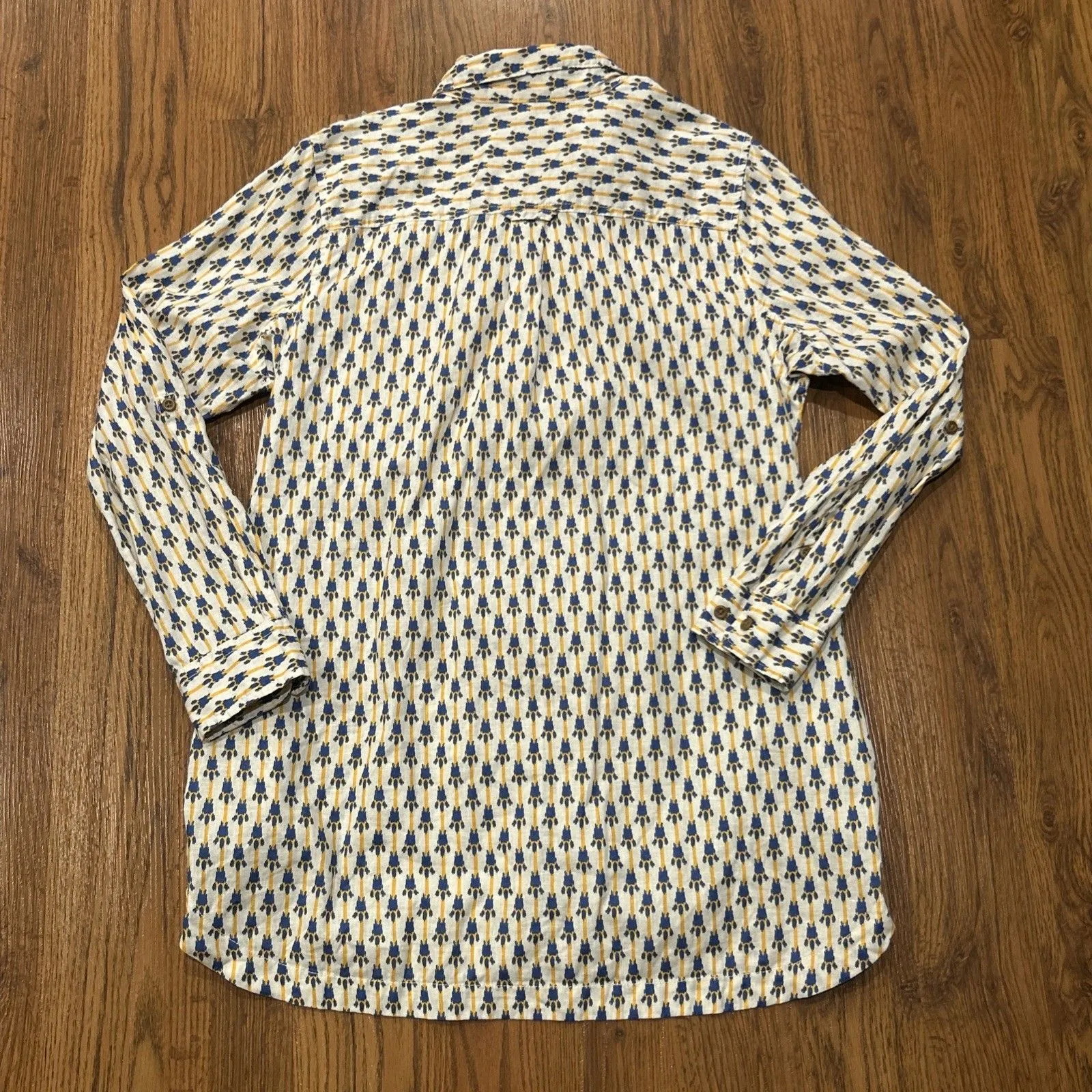 Duluth Trading Tunic Top Womens Medium Artisan Hemp Organic Cotton Shirt Pockets White - Image 9