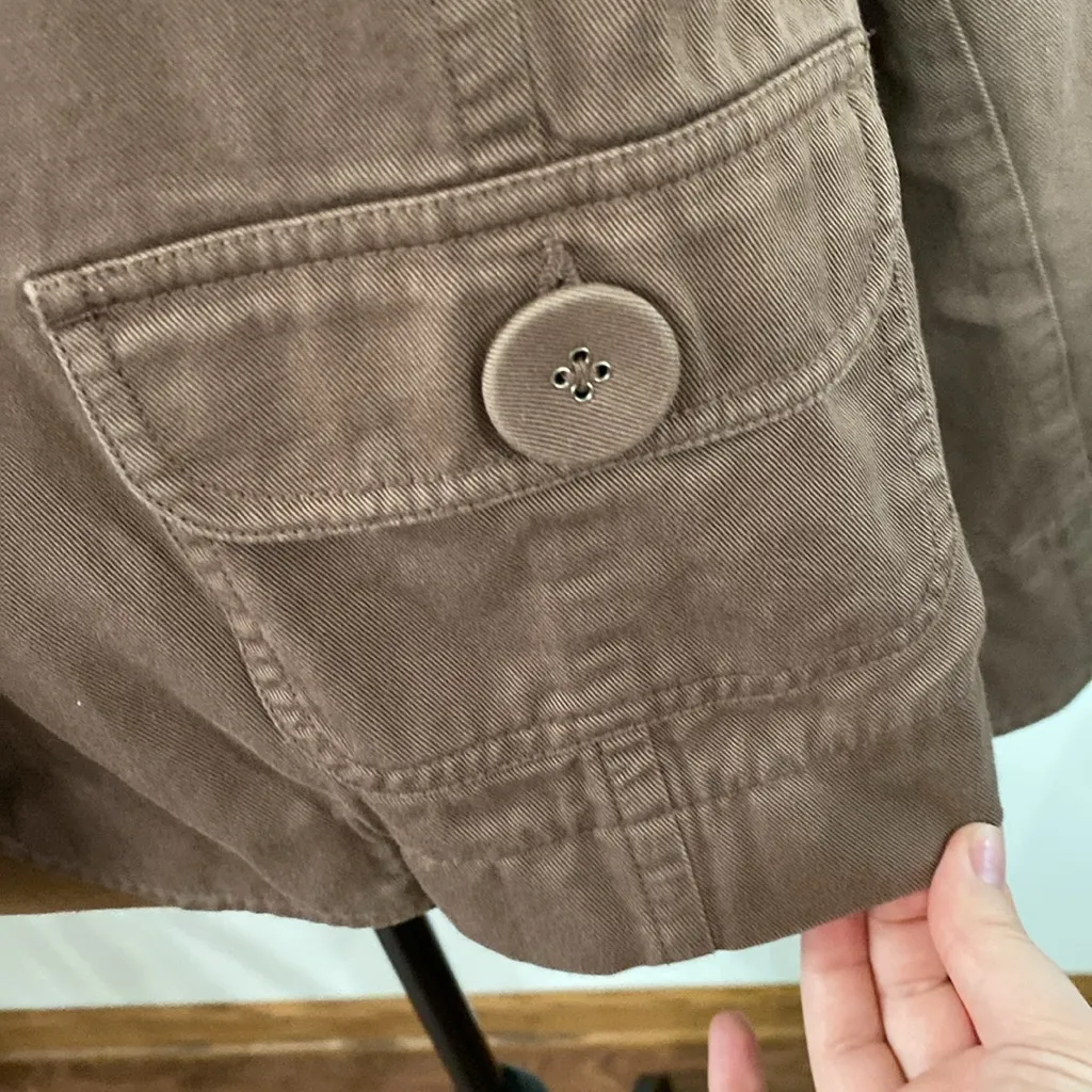 J Jill brown cotton lagenlook two button lightweight blazer size XL petite - Image 7