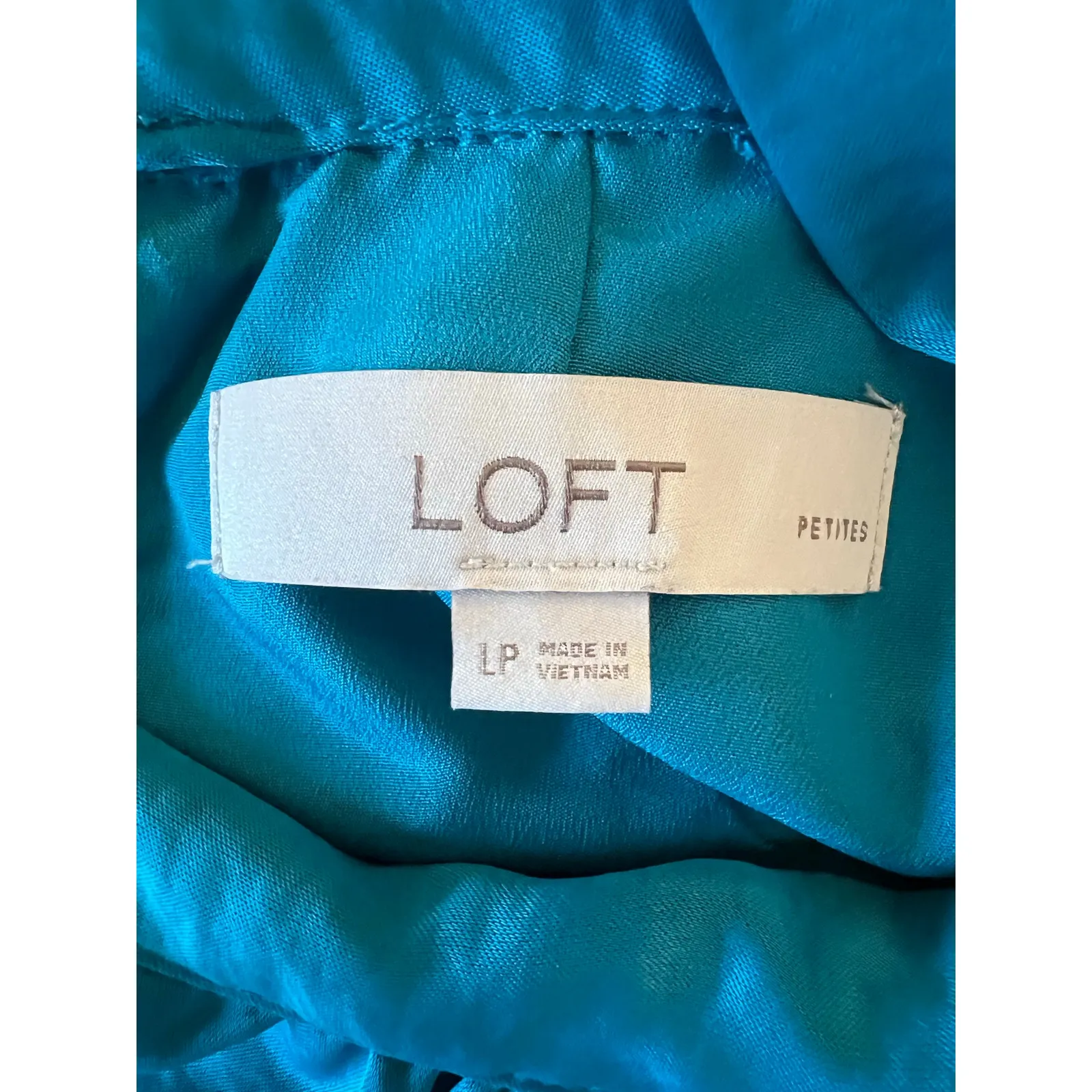 LOFT Petites Teal Satin Halter Neck Sleeveless Flounce Dress - Size Large petite - Image 5