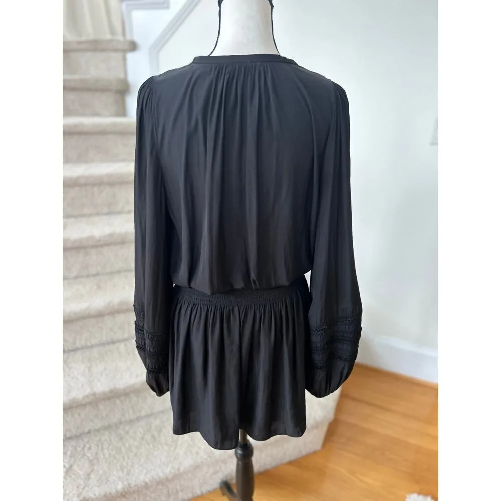 Ramy Brook Rosey Black Blouson Lace Sleeve Boho Mini Dress - Image 4