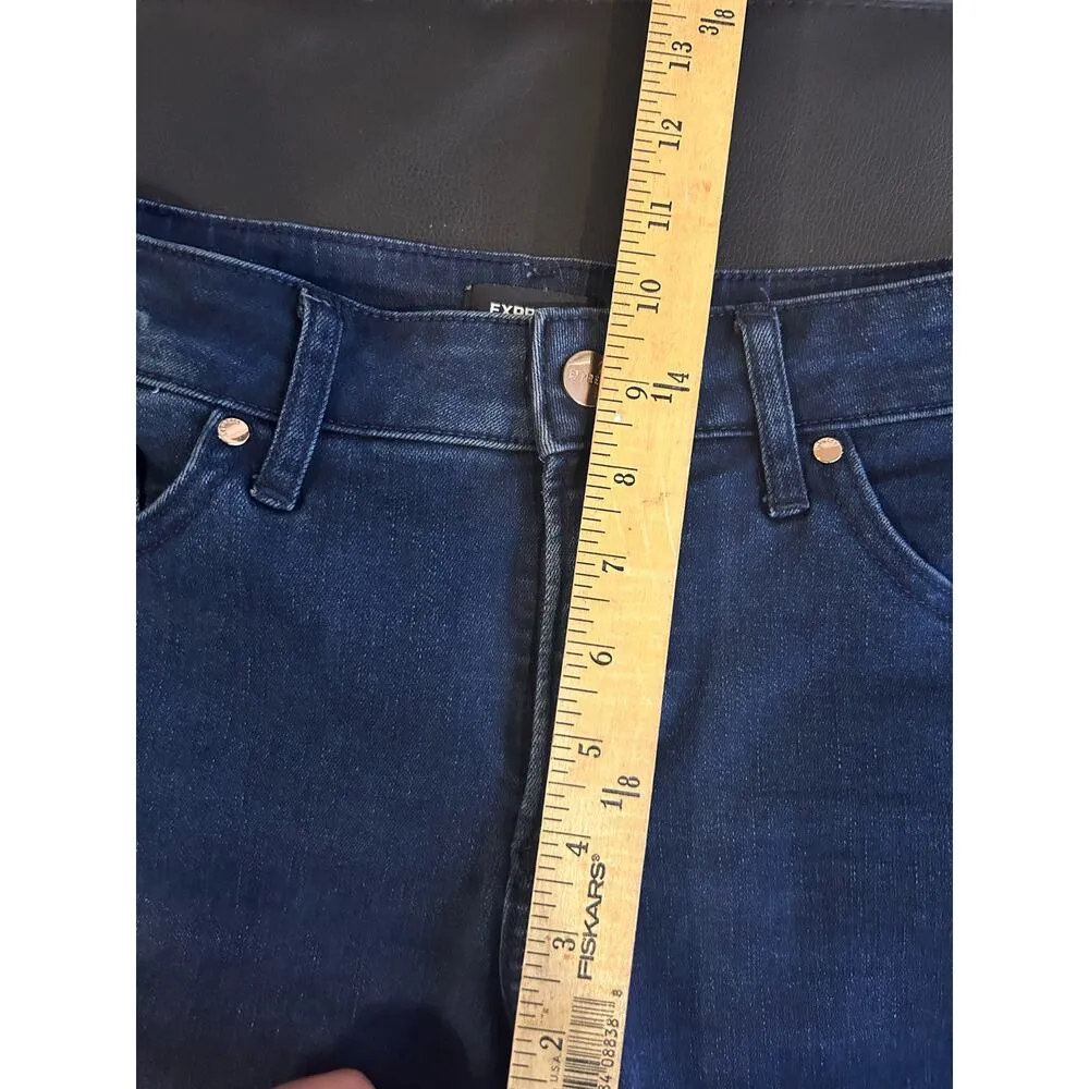 EXPRESS  Darkwash Women Jeans in size 8R Curvy Bootcut Classic Closet Stape - Image 6