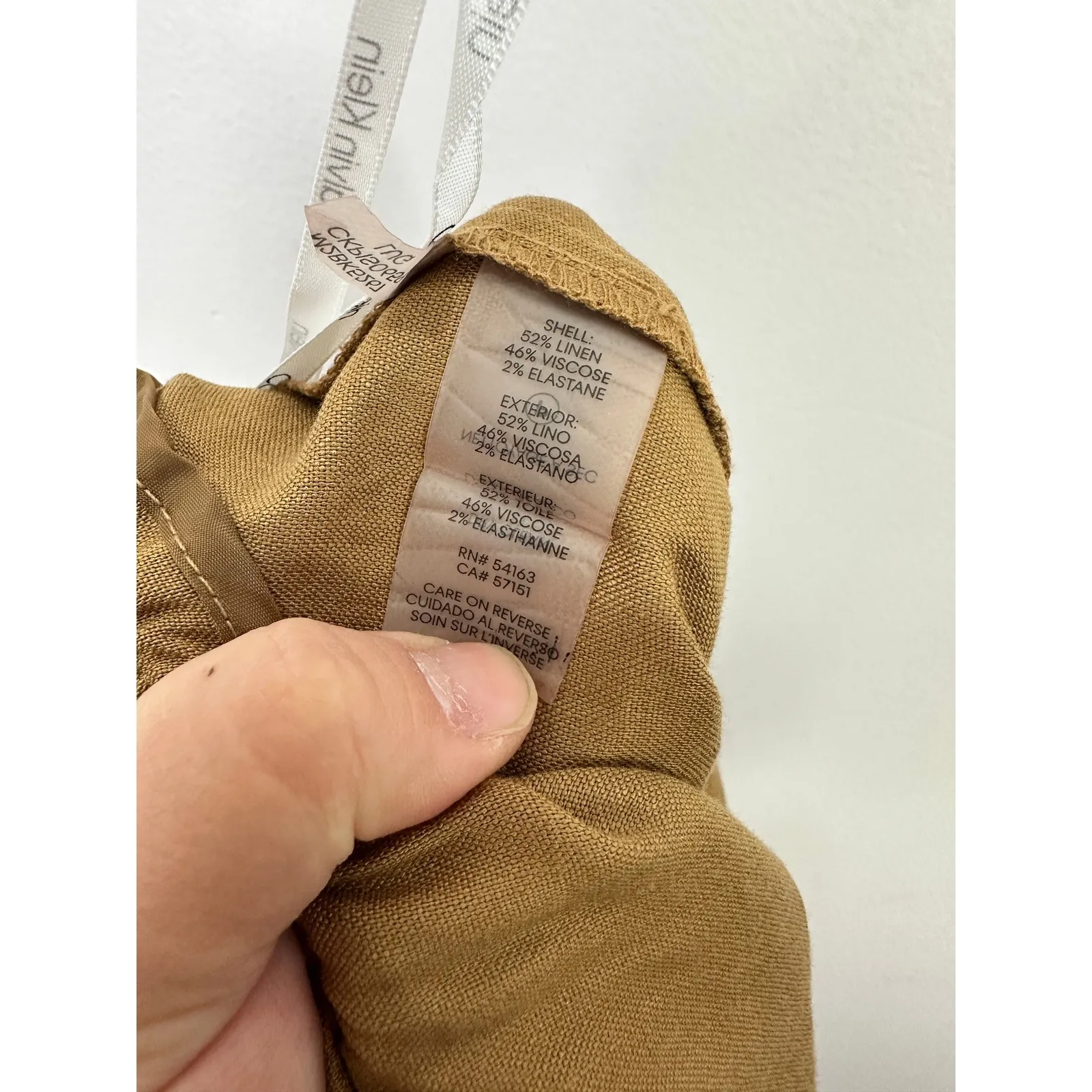 Calvin Klein XL Linen Paperbag Pants Tan Tie Waist Minimalist Quiet Luxury Chic - Image 6