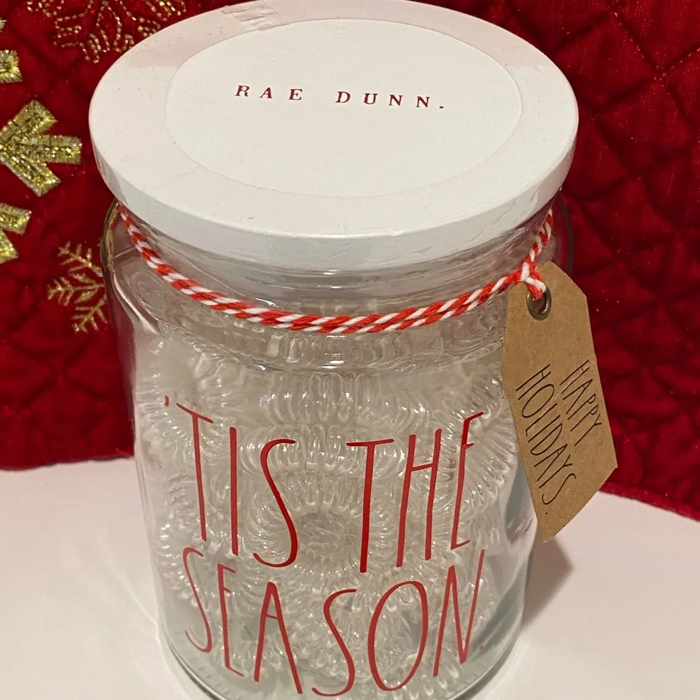 Rae Dunn 60 Spiral Hair Ties Glass Jar - Image 3