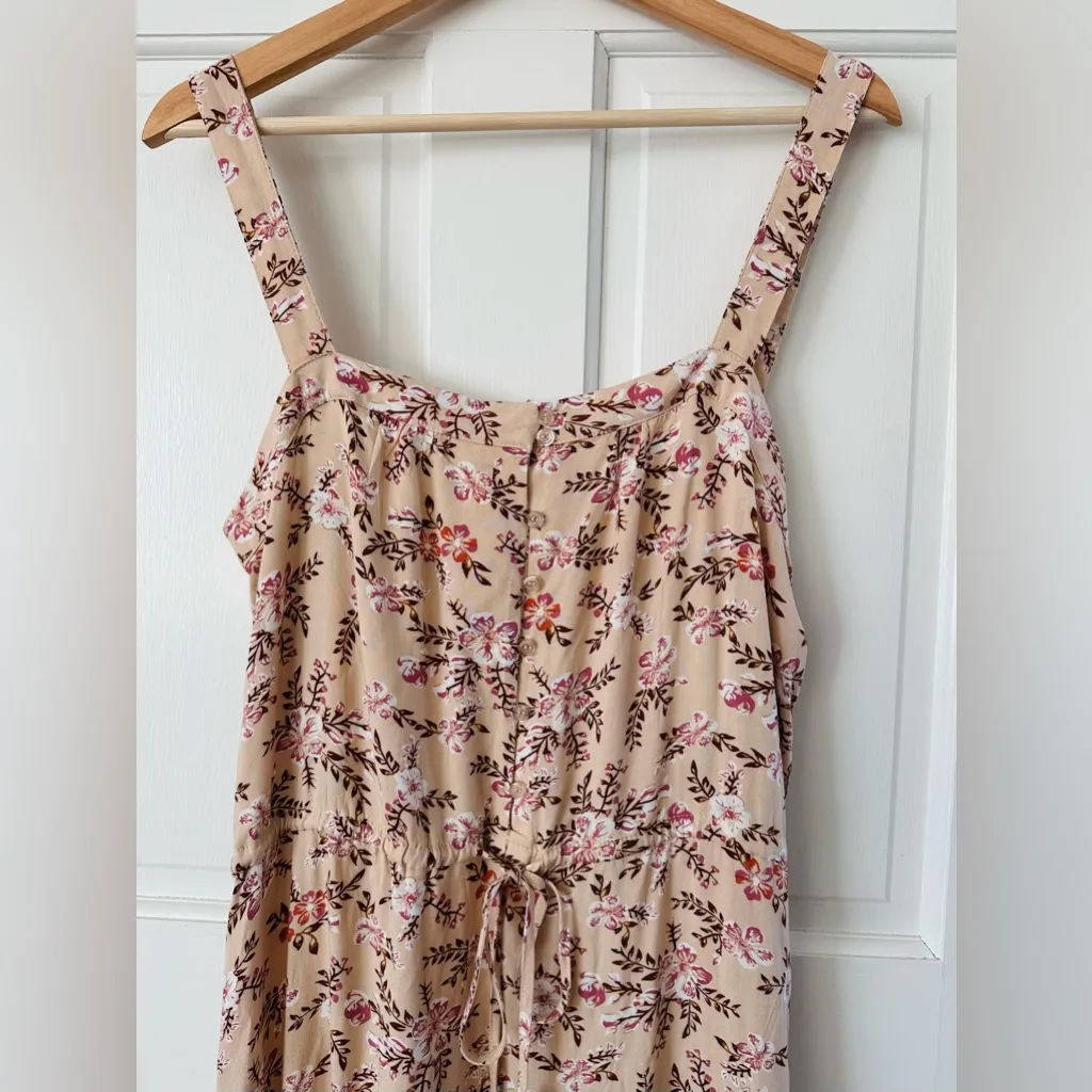 Sunday Mi Amor Cream Pink Floral Print Sundress Ruffle Tiered Maxi Dress Size S - Image 2