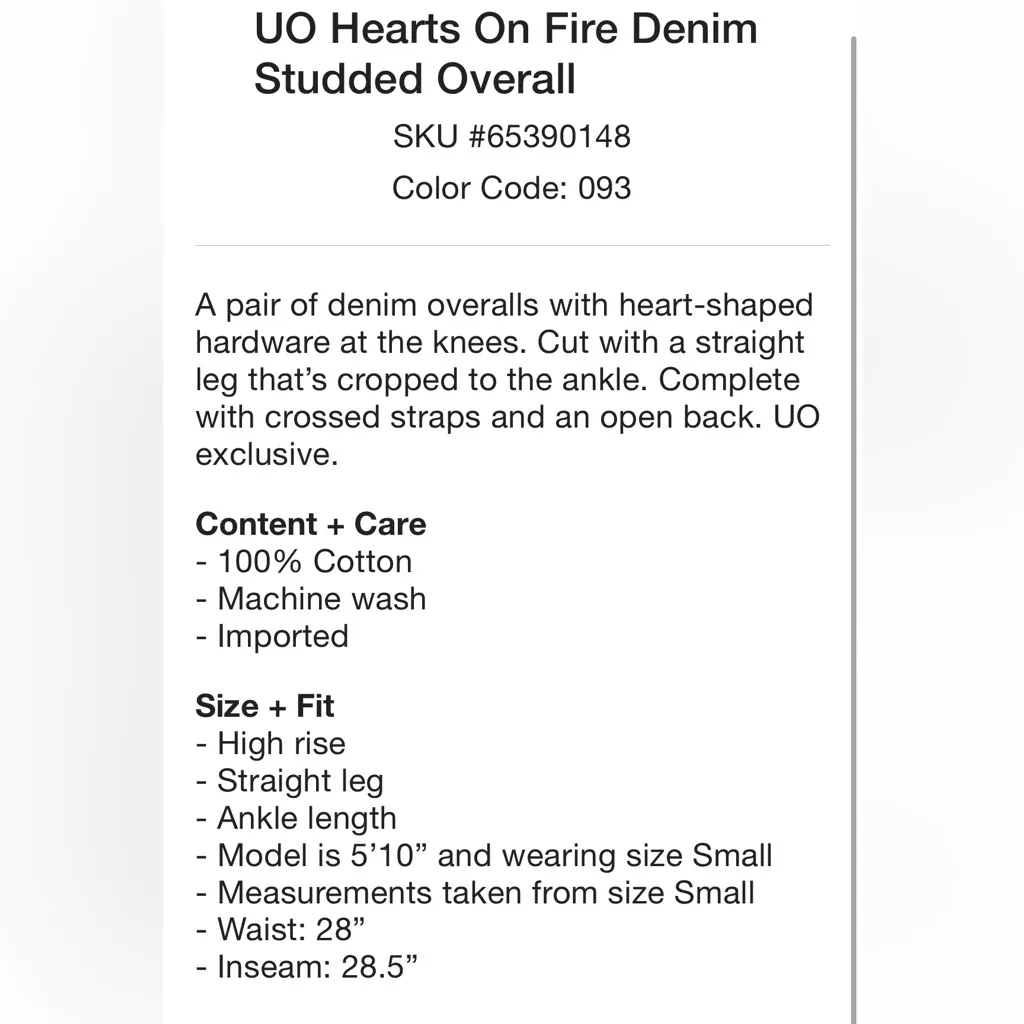 UO Hearts On Fire Denim Studded Overall in Tinted Denim - Image 5