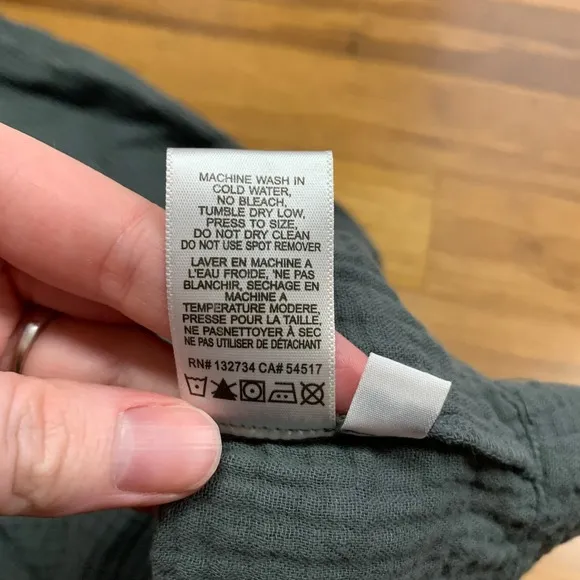 Cloth & Stone Gauze Blouse Womens Size Small Square Neck Long Sleeve Top Green‎ - Image 6