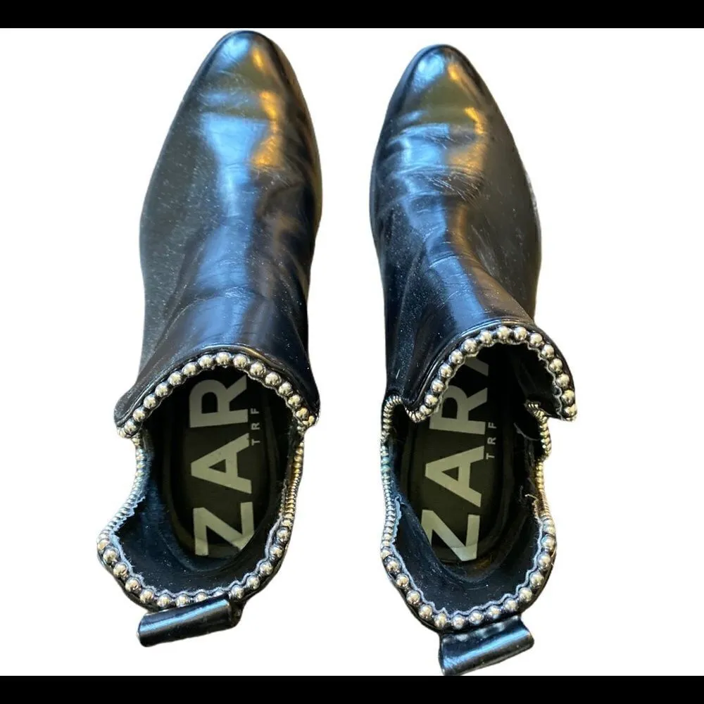 #300 ZARA black studded cut out ankle booties - Image 3