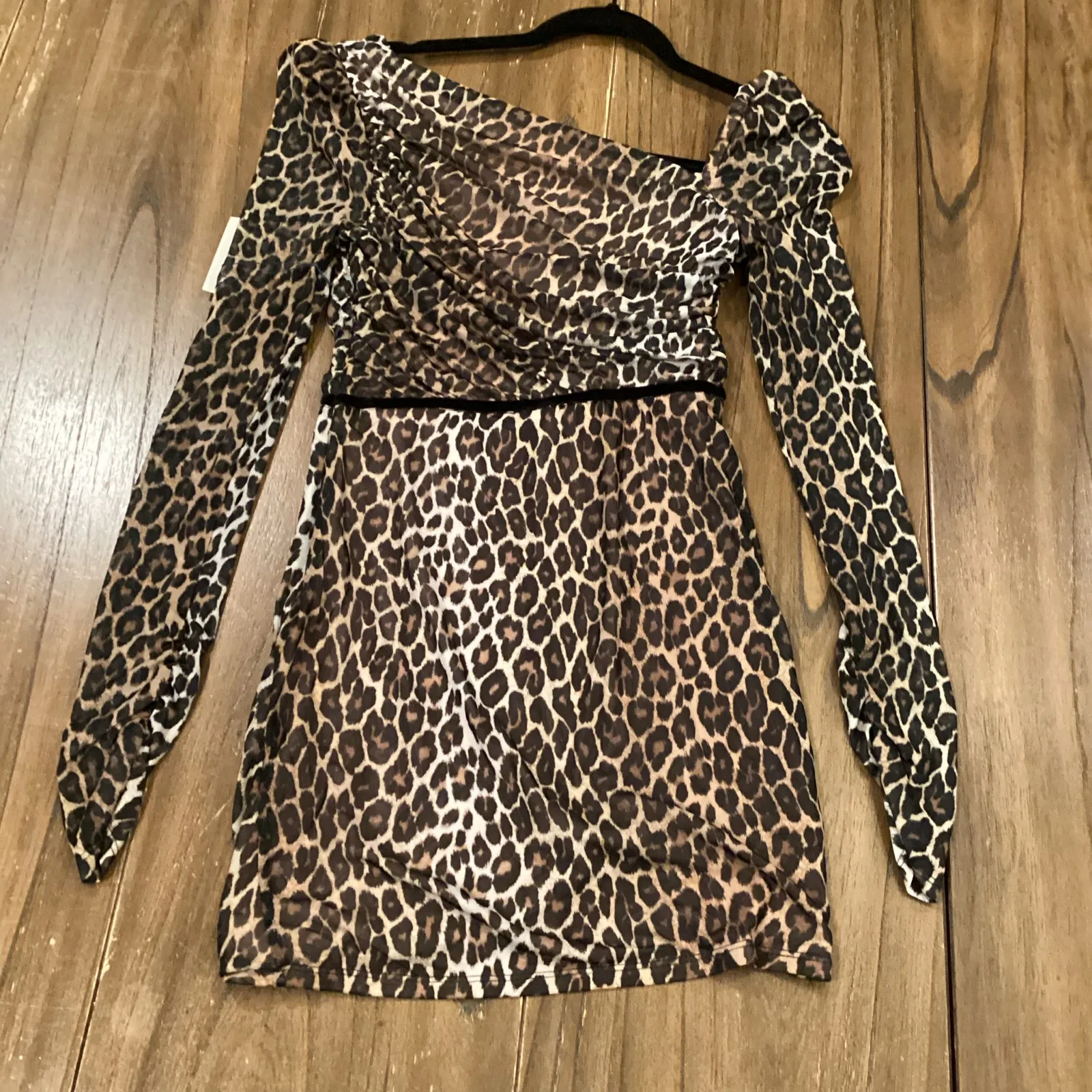 REVOLVE MAJORELLE Valerie ruched long sleeve Mini Dress in Leopard Print S NWT - Image 2