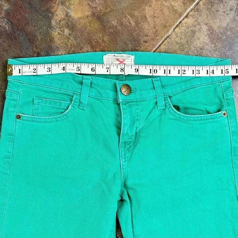 Current/Elliott Green Cuffed Cropped Stretch Jeans 27 - Image 3