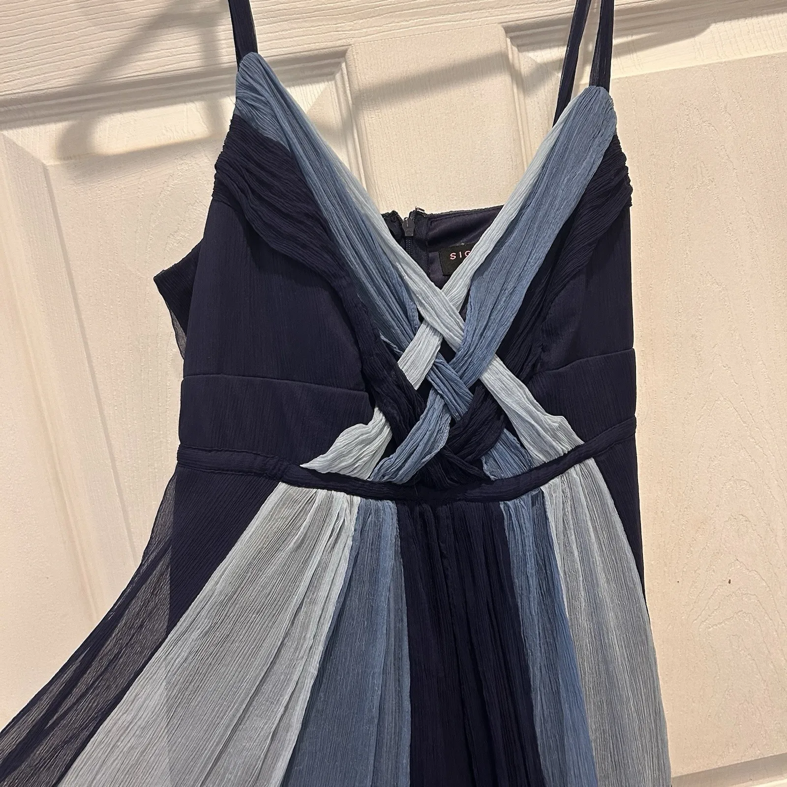 Robbie Bee Size 8 Y2K Fairy Whimsigoth‎ Blue Silk Chiffon Dress Princess Waist - Image 2