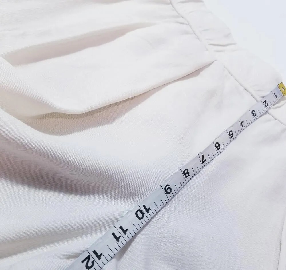 Raquel Allegra Linen Blend White Pleated Crop Pants Pull On High Rise Size 2 - Image 6