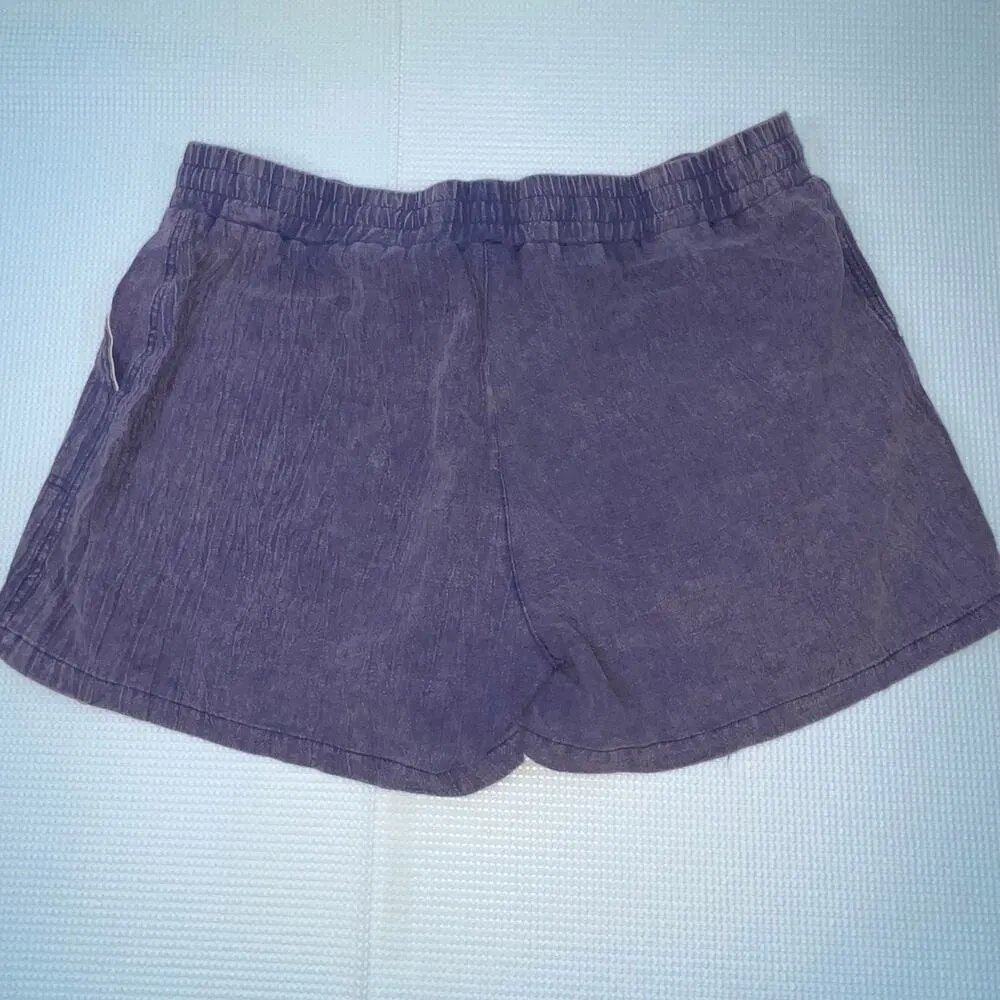 Umgee 1XL Purple Stone Wash Shorts Lightweight Boutique Pull On Casual - Image 2