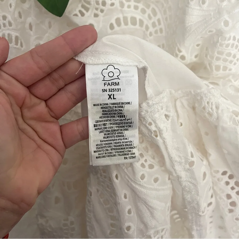 NWT Farm Rio White Cotton Midi Eyelet Dress Puffed Sleeve - Image 5