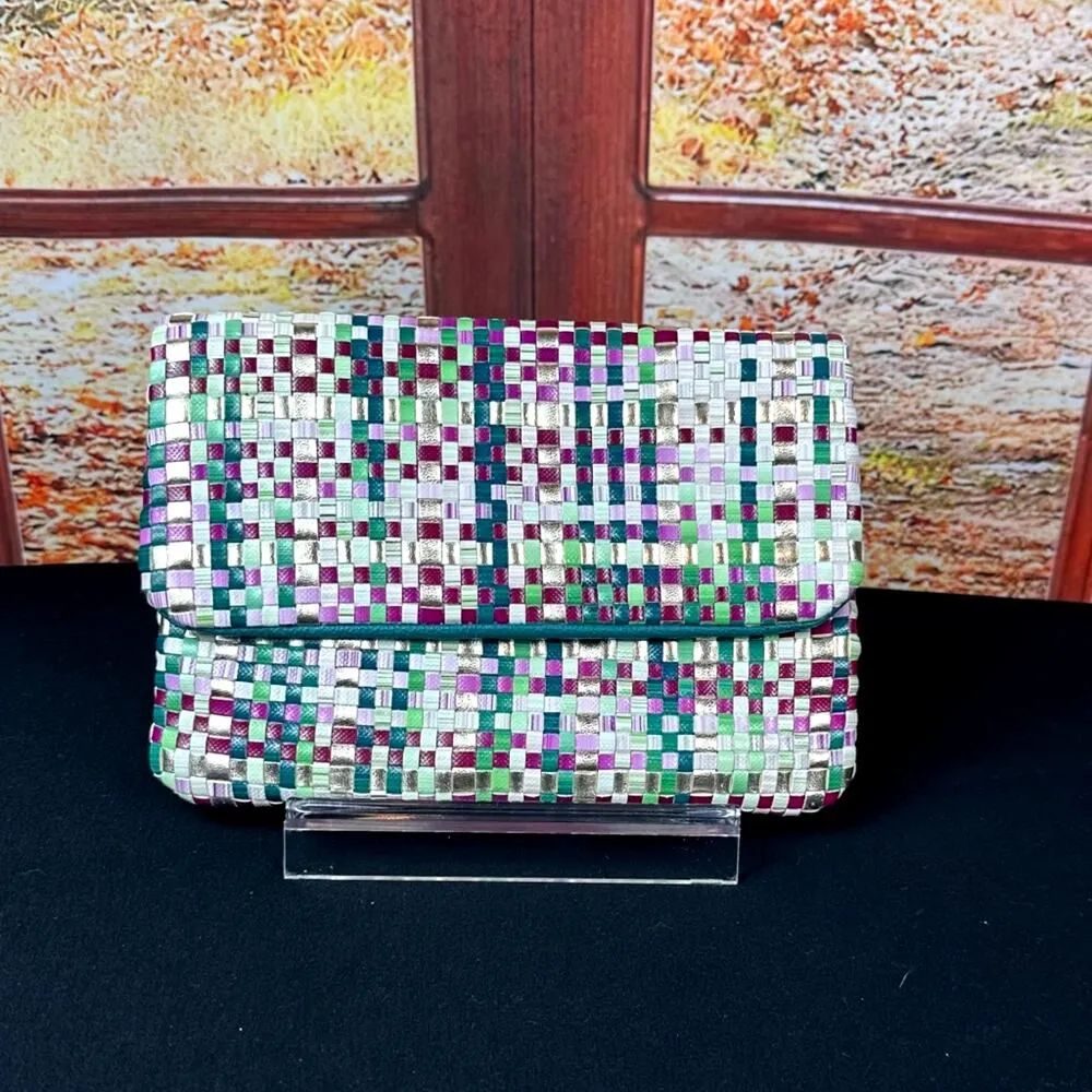 Deux Lux Woven Metallic Clutch Magnetic Closure Multi - Image 5
