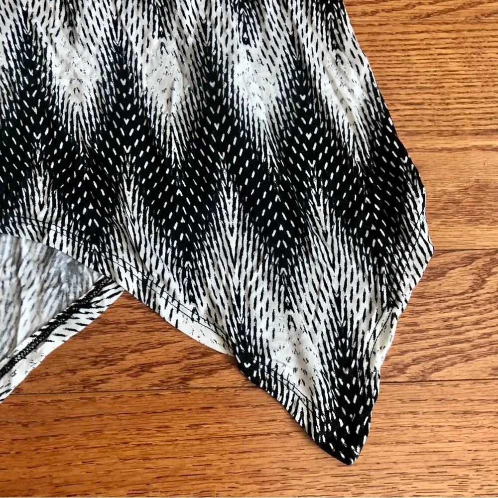 BOBEAU Asymmetrical Pull On Lined Black White Rayon Blend Long Skirt Women’s 1X - Image 3