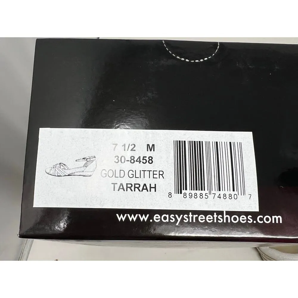 Easy Street Tarrah Gold Glitter Wedge Formal Evening Heels 7.5 - Image 8