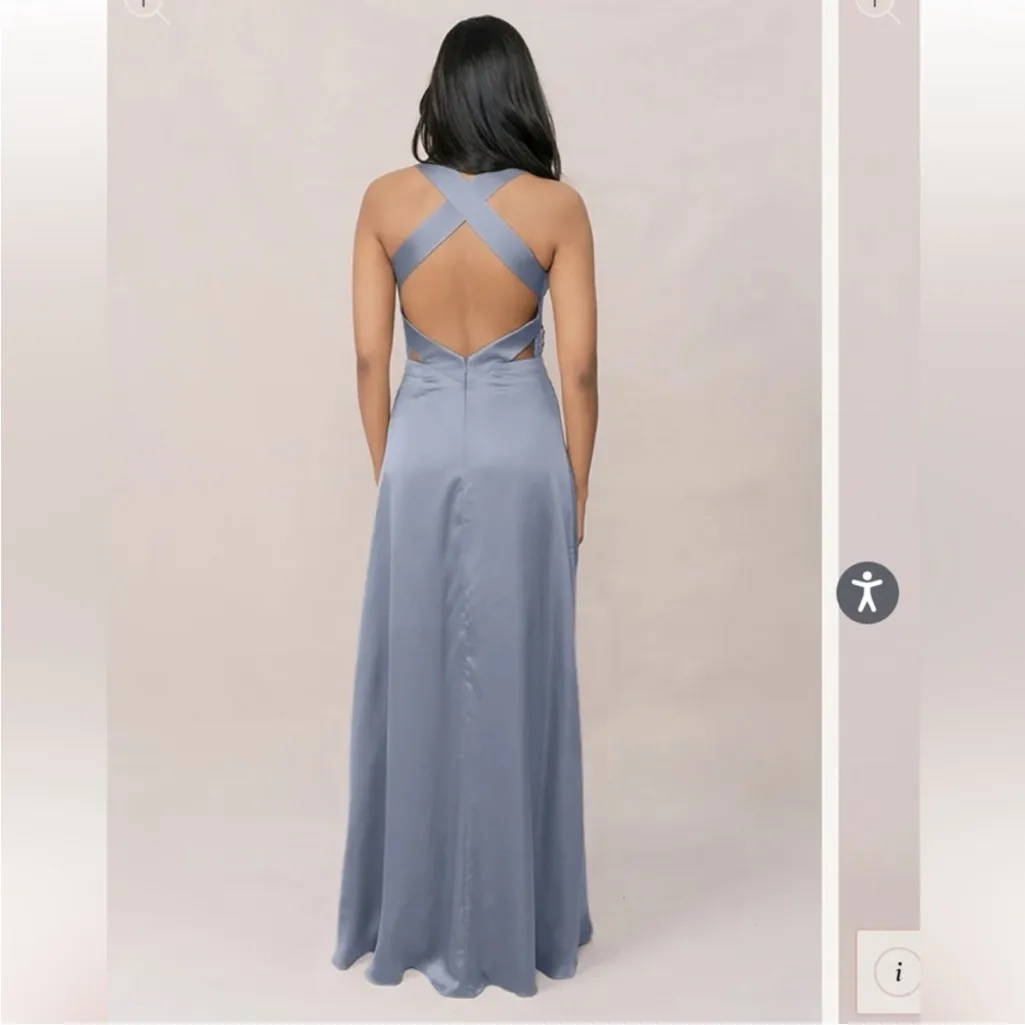 Revelry Dylan Satin Maxi Dress in French Blue 715 Size 2 - Image 2