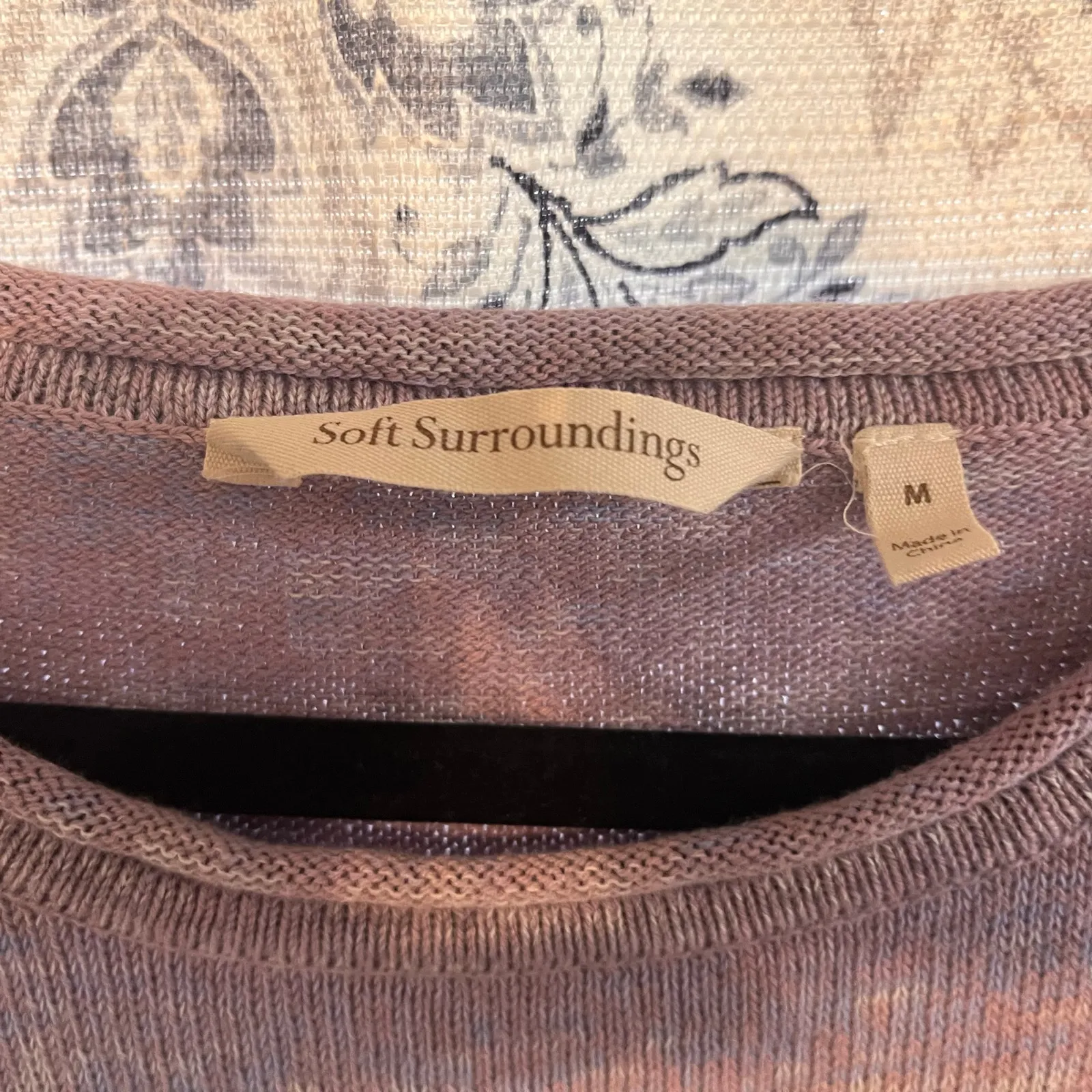 Soft Surroundings Lavender Palm‎ Tree Sweater Tunic Size Medium - Image 5