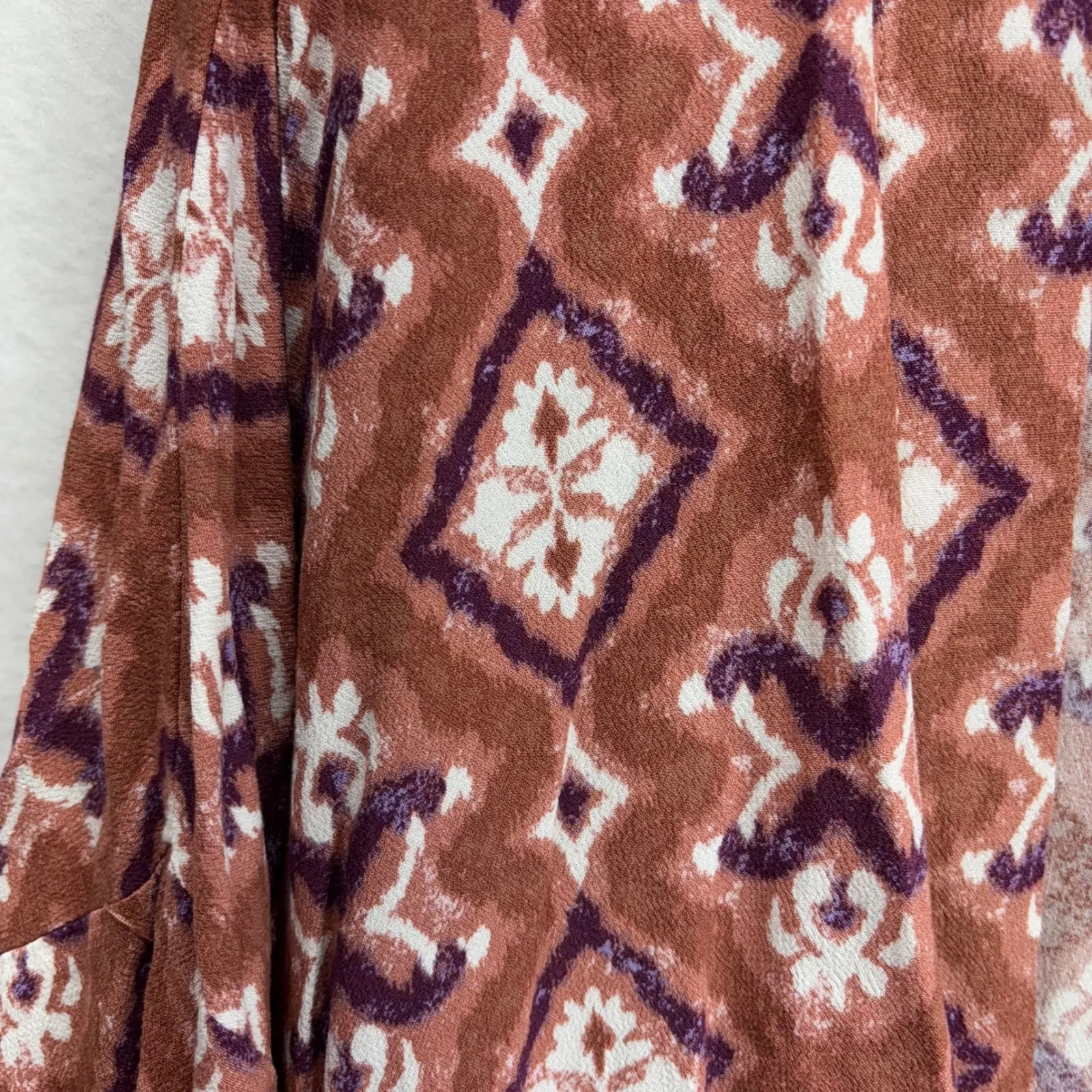 Knox Rose Women's Rust Purple Geometric‎ Print Kimono XL XXL - Image 2