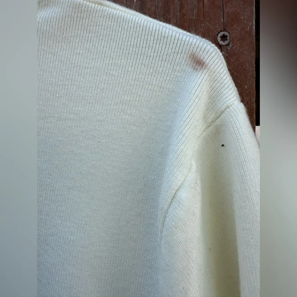 Modern Citizen Ivory Knit Crew Neck Sweater Zip Up Side Size Small - Image 7