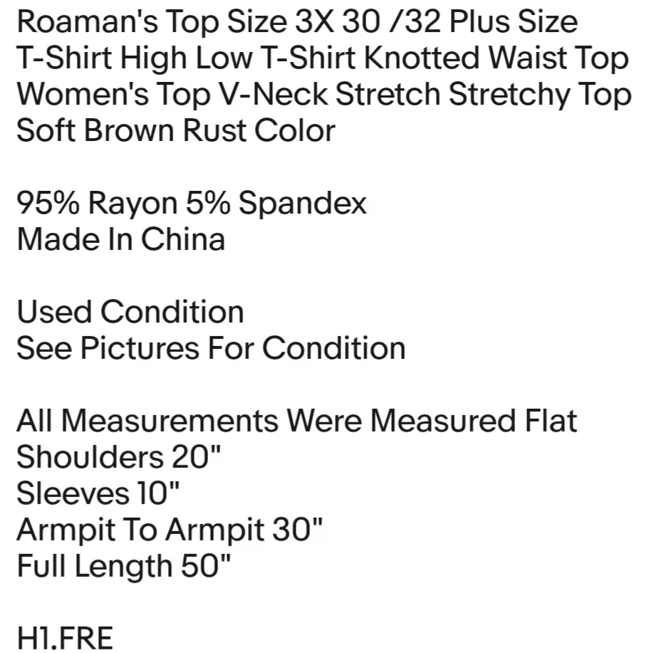 Roaman's Top Size 3X 30 /32 Plus Size T-Shirt High Low T-Shirt Knotted Waist Top - Image 2