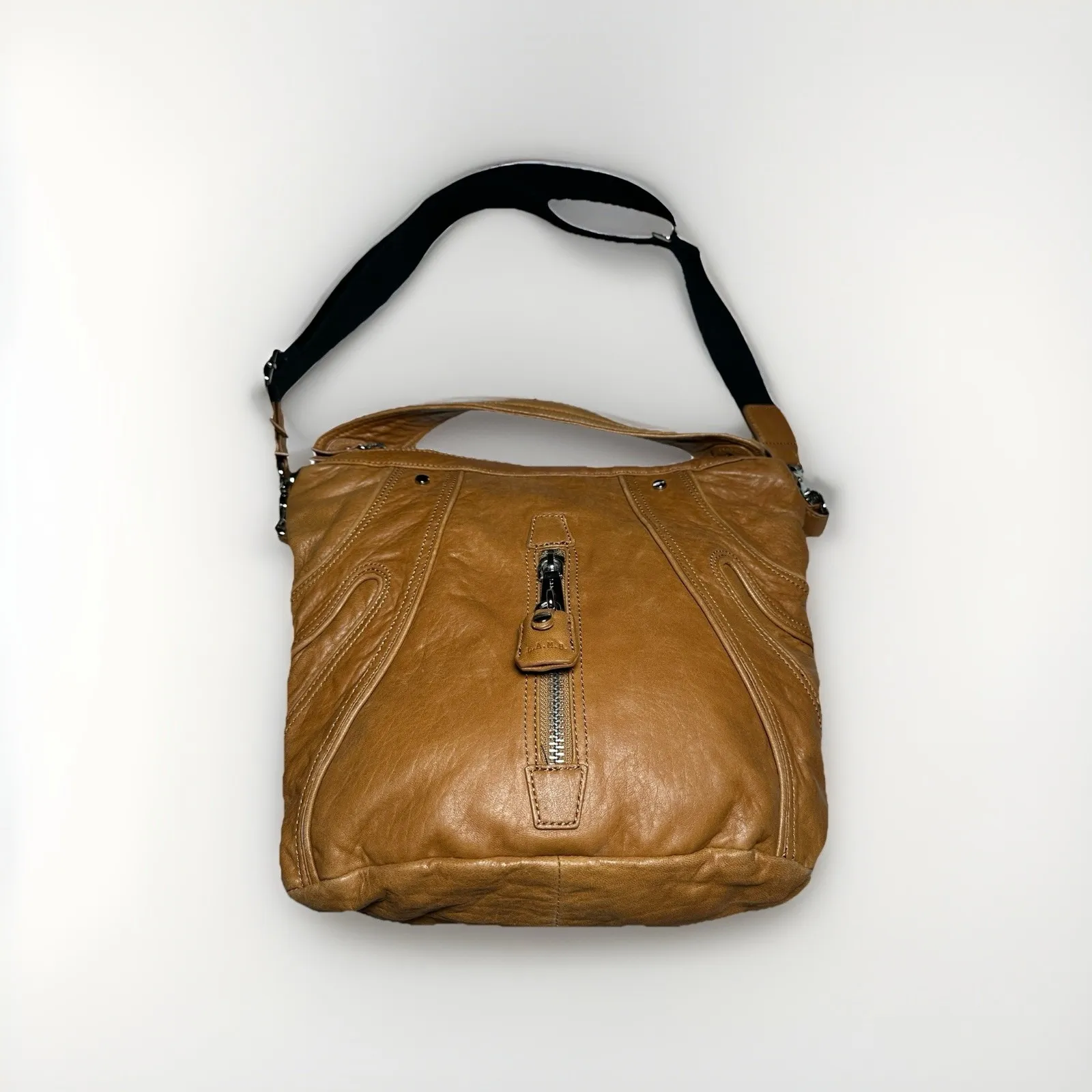 Y2K Designer L.A.M.B. Gwen Stefani Leather Crossbody Shoulder Bag Tan - Image 2