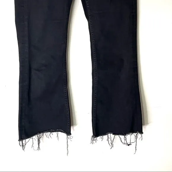AllSaints Heidi Jeans Women’s Size 29 Black Cropped Flare Raw Hem Mid Rise - Image 4