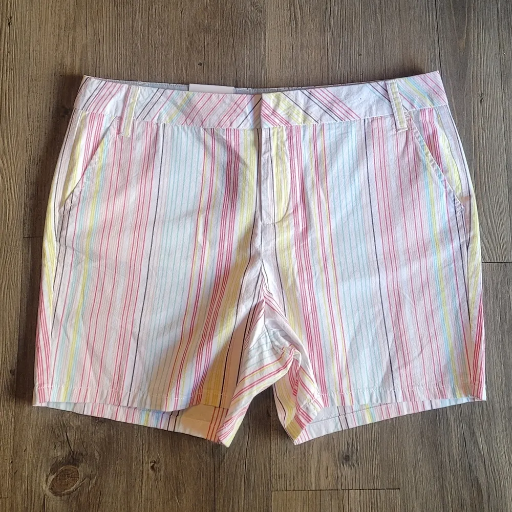NWT! Marc Newyork Andrew Marc $50 Azalea Multicolor Striped 5" Chino Shorts 10 - Image 8