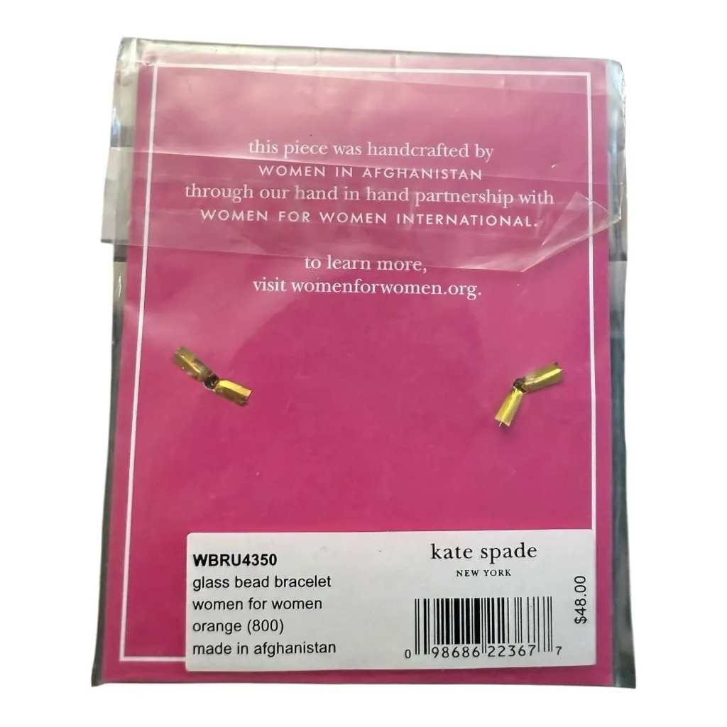 Kate Spade x Women for Women Int. Friendship Bracelet –Orange Glass Beads (NWT) - Image 2